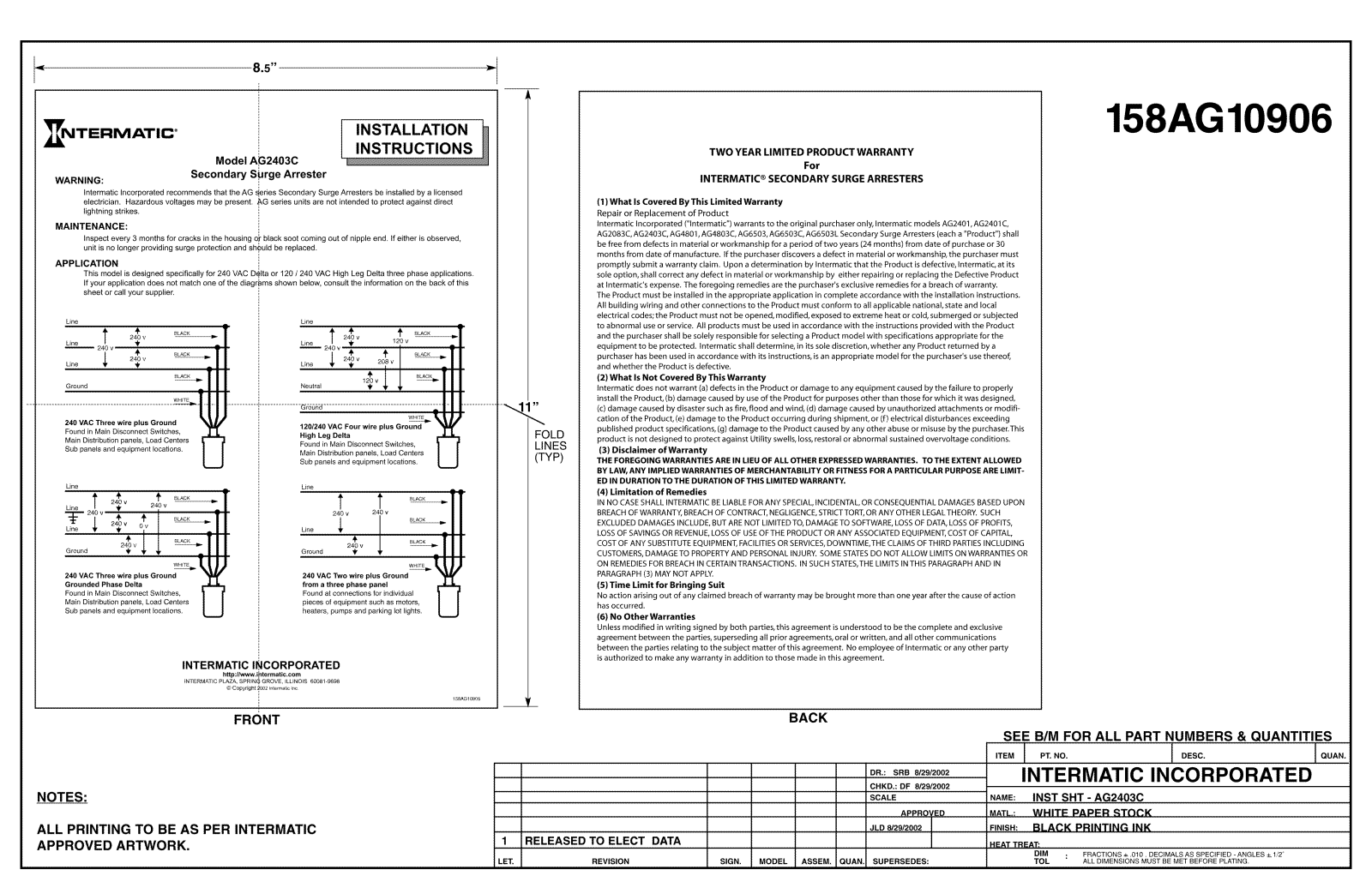 Intermatic 158AG10906-1 User Manual