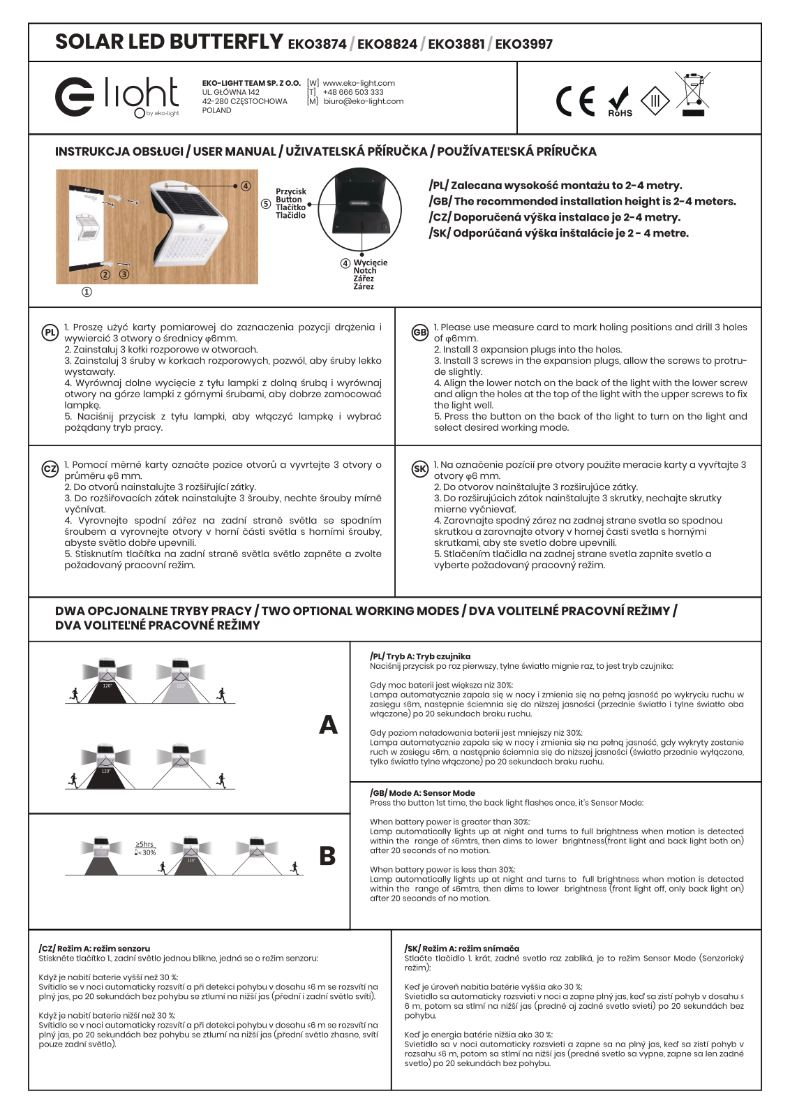 Elight EKO3874, EKO8824, EKO3881, EKO3997 User guide - ManualMachine.com
