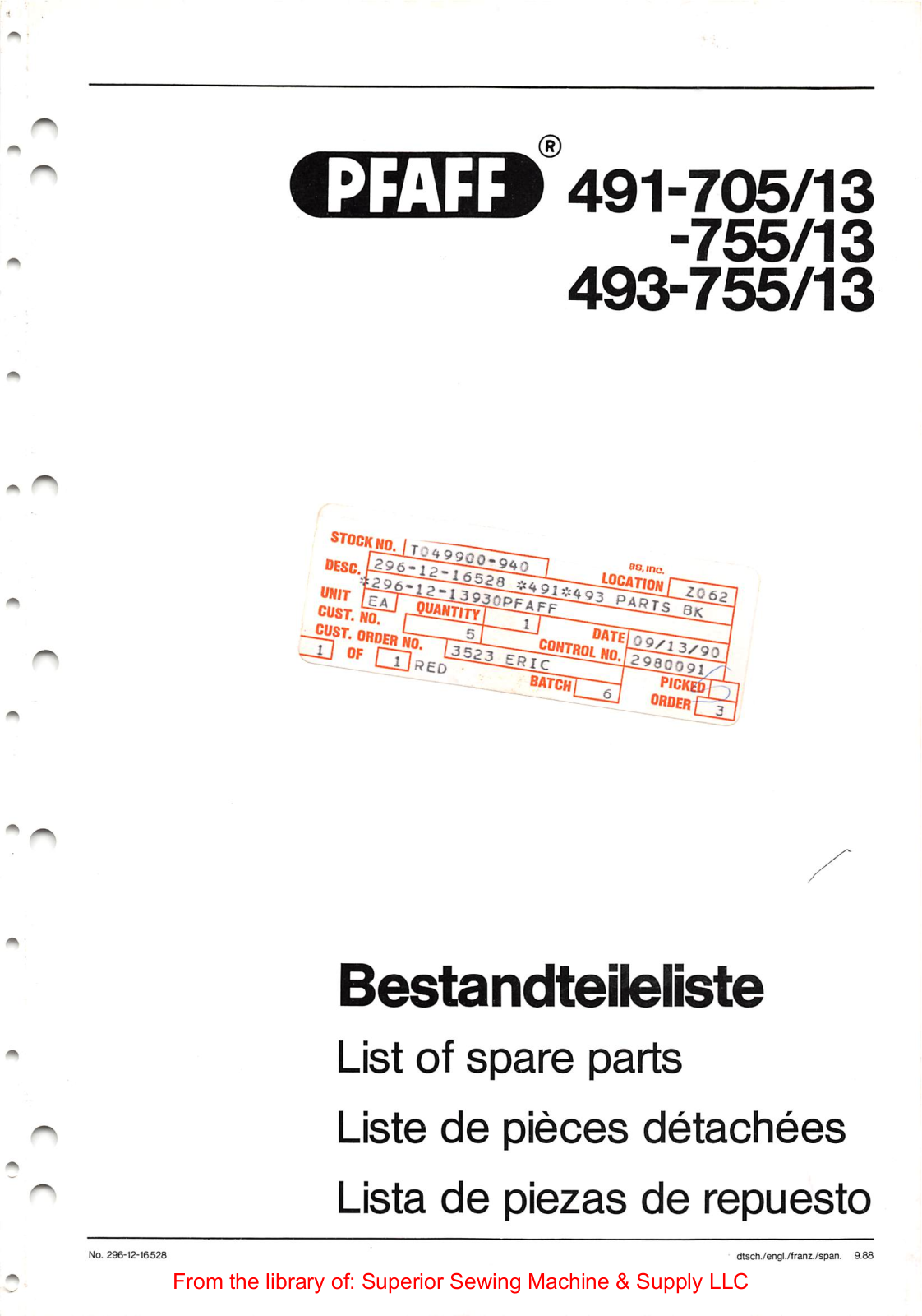 Pfaff 491-705-13, 491-755-13, 493-755-13 User Manual - ManualMachine.com