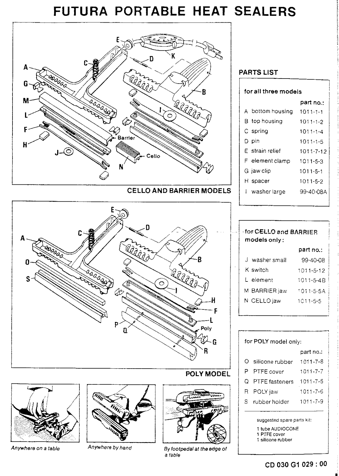 Heat Seal Barrier Parts List