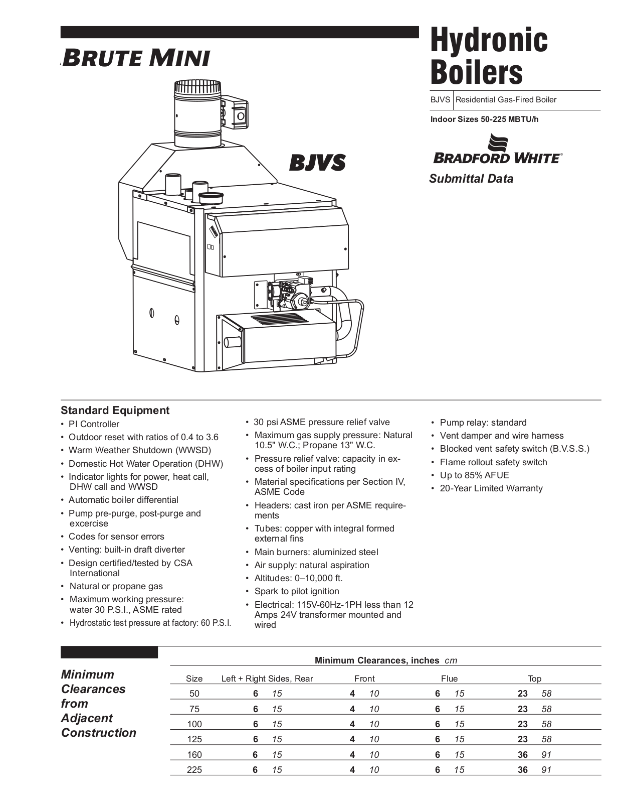 Bradford White BJVS User Manual