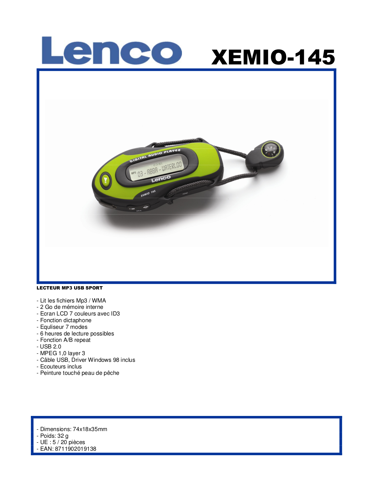 LENCO XEMIO-145 User Manual