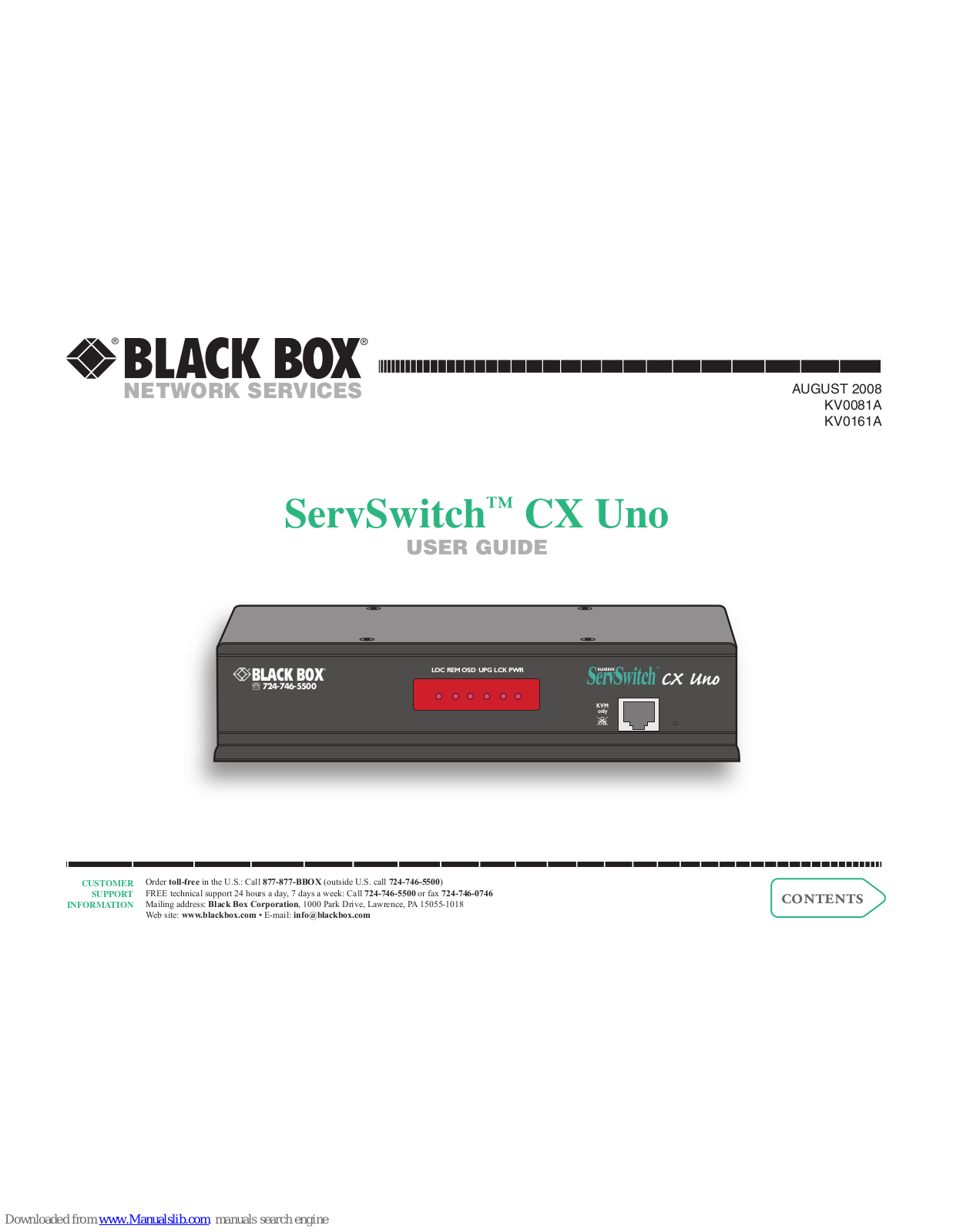 Black Box KV0081A, KV0161A User Manual