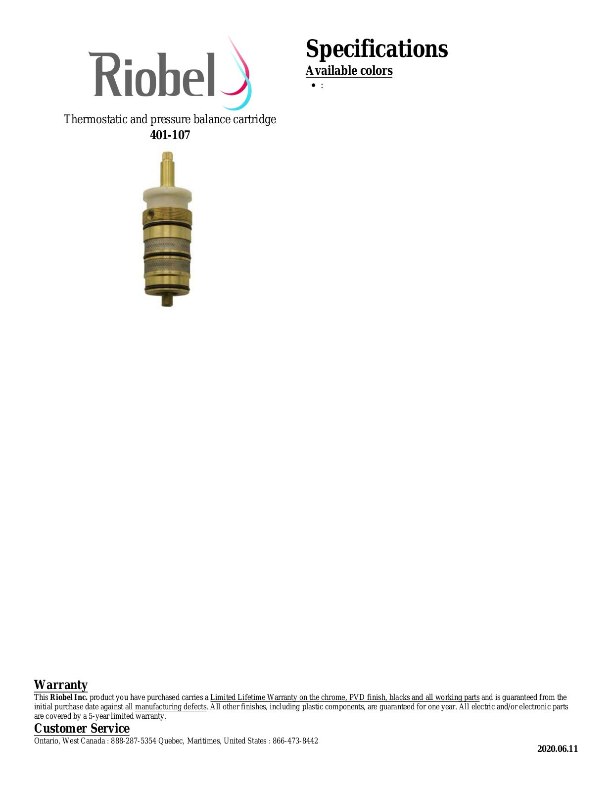 Riobel 401107 Specifications - ManualMachine.com