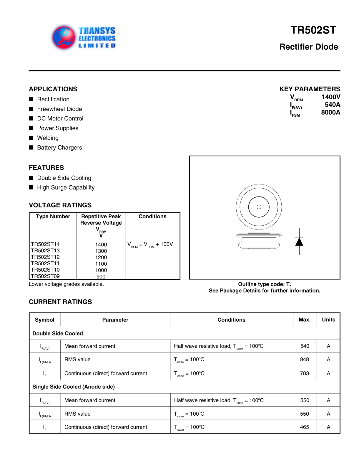 TEL TR502ST14, TR502ST13, TR502ST12, TR502ST11, TR502ST10 Datasheet