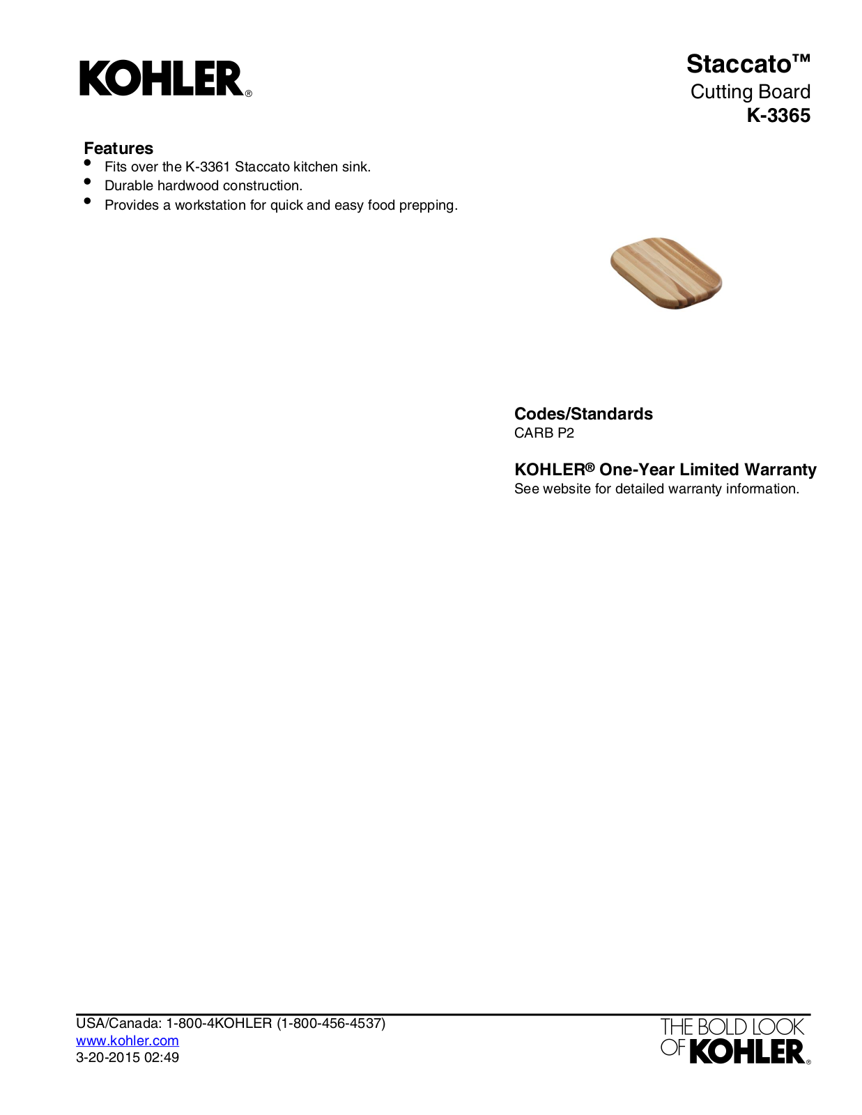 Kohler KOH3012 Specifications - ManualMachine.com