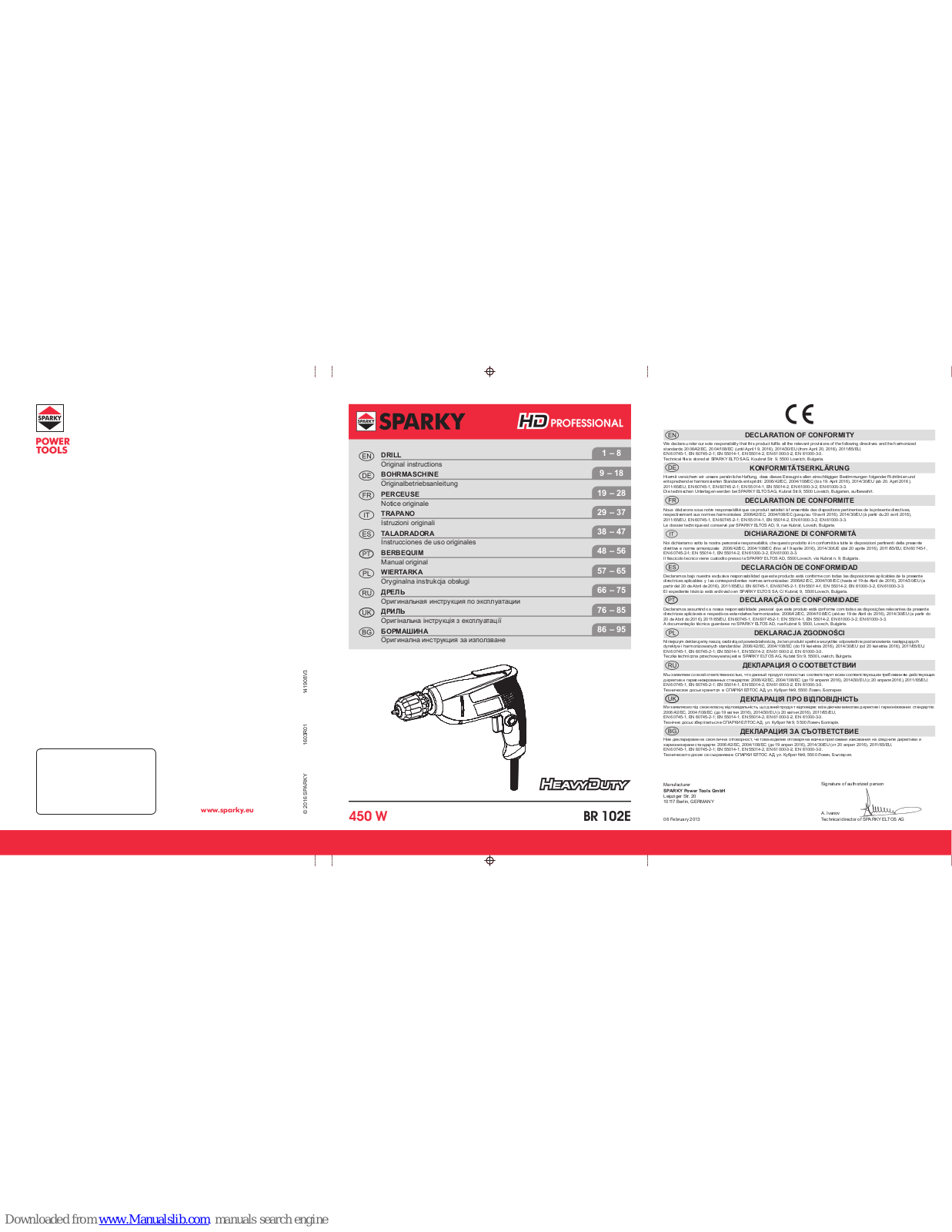 Sparky Group BR 102E Original Instructions Manual