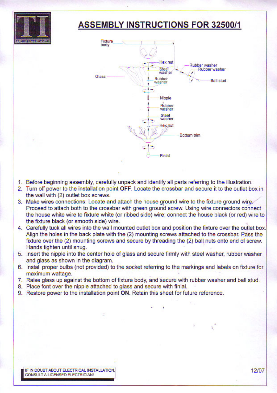 Triarch 32500-1 User Manual