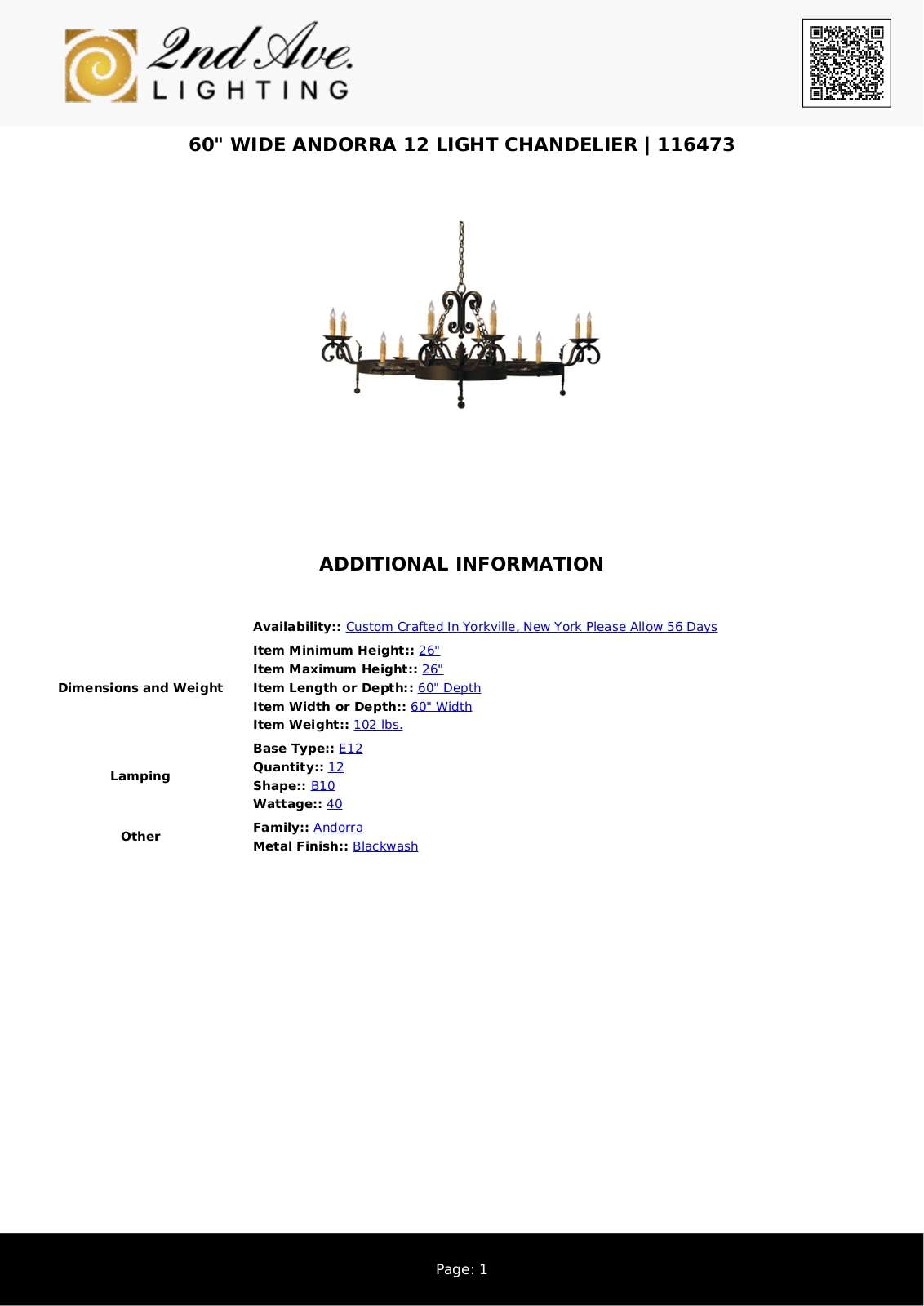 2nd Ave Design W008325030 Specifications - ManualMachine.com