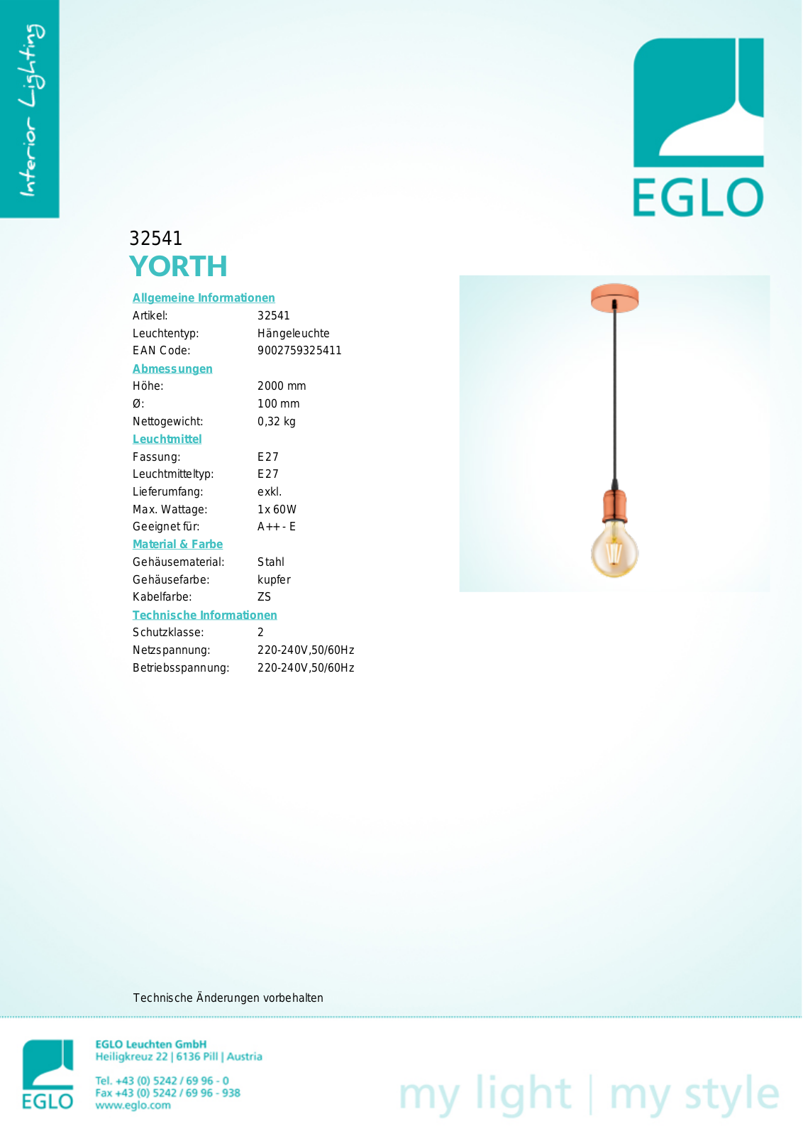 Eglo 32541 Service Manual