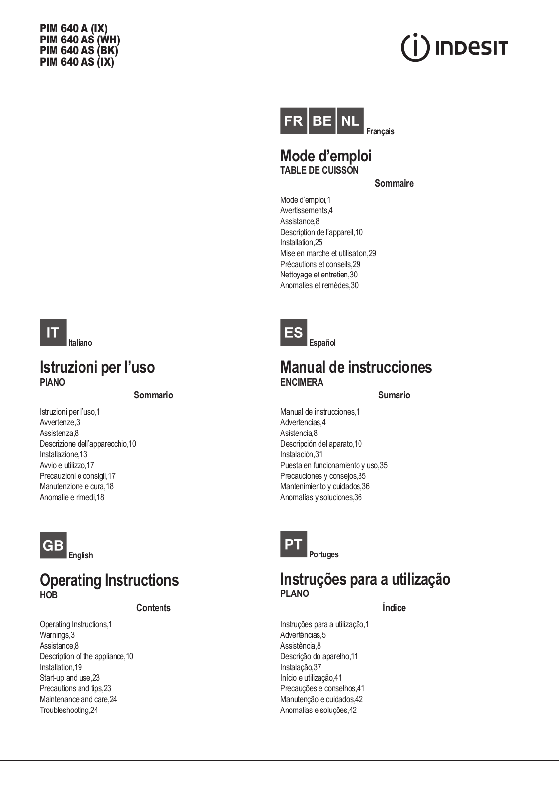 INDESIT PIM 640 AS (BK) User Manual