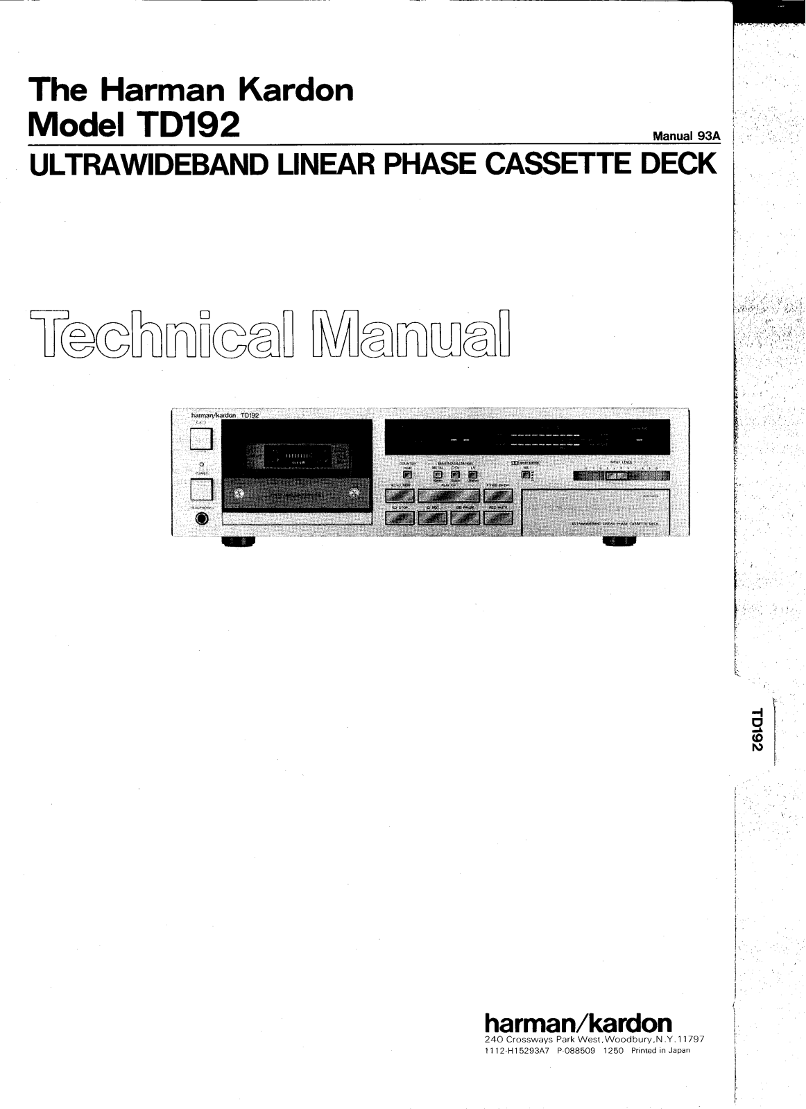 Harman Kardon TD-192 Service manual