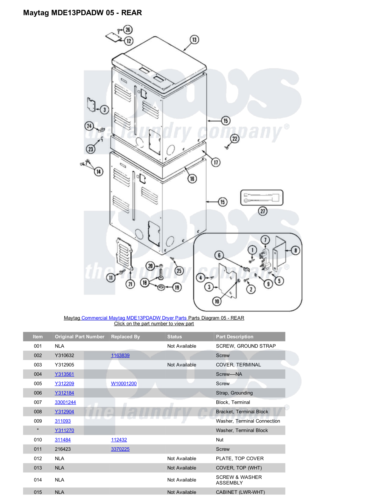 Maytag MDE13PDADW Parts Diagram