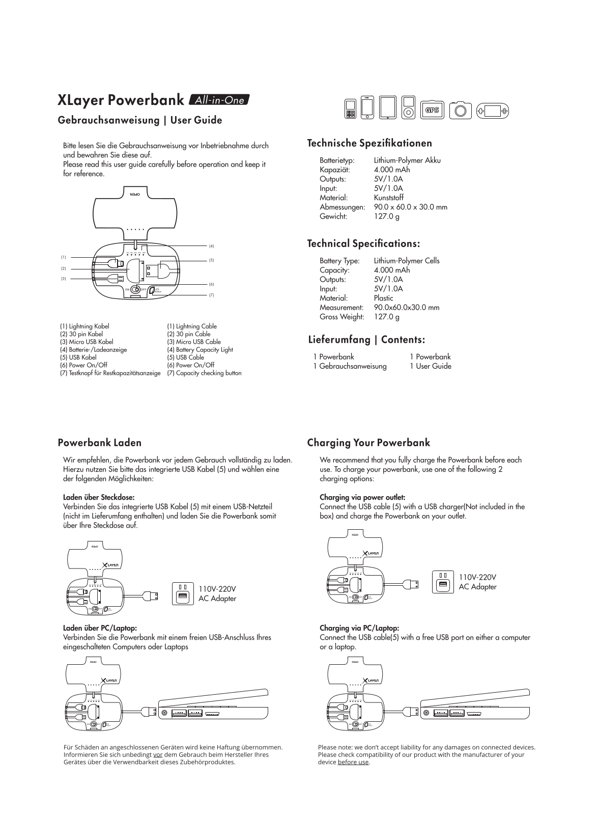 Xlayer Powerbank All-in-one User Guide