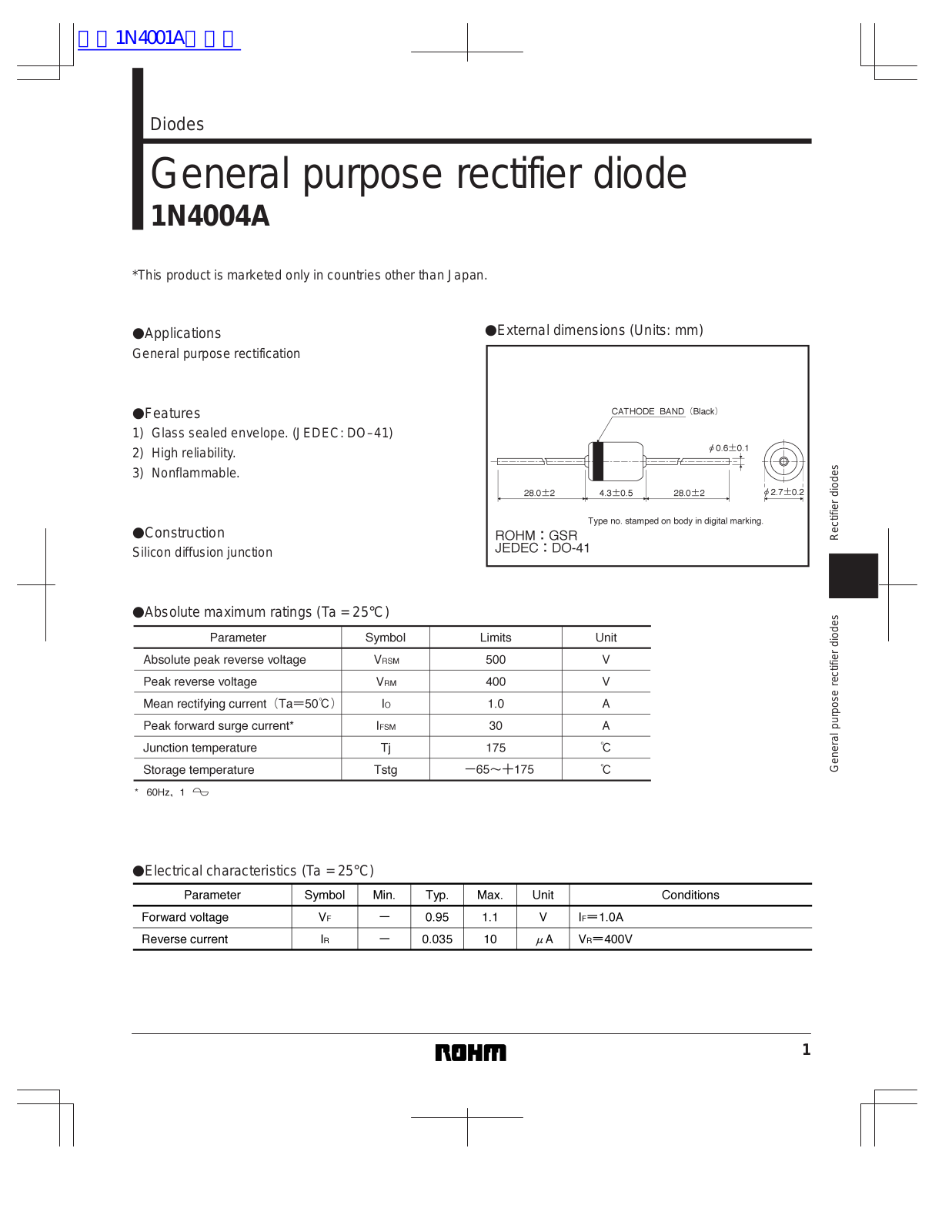 ROHM 1N4004A User Manual