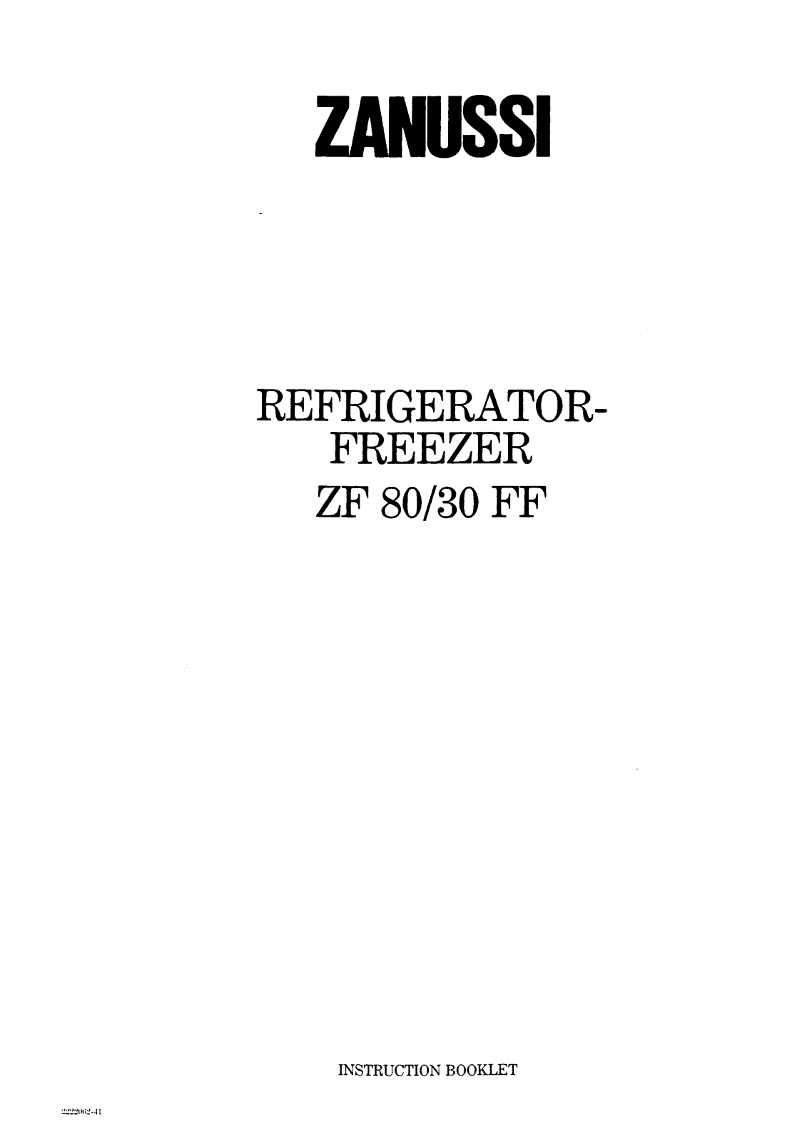 Zanussi ZF80-30FF User Manual