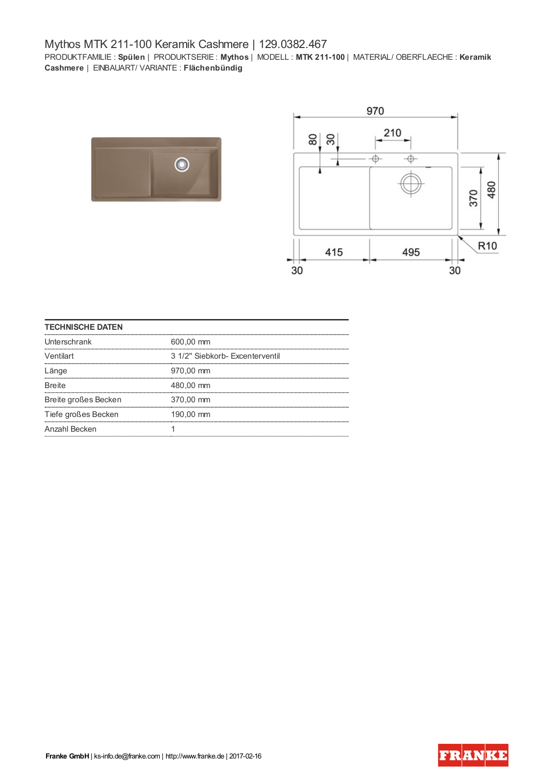 Franke 129.0382.467 Service Manual