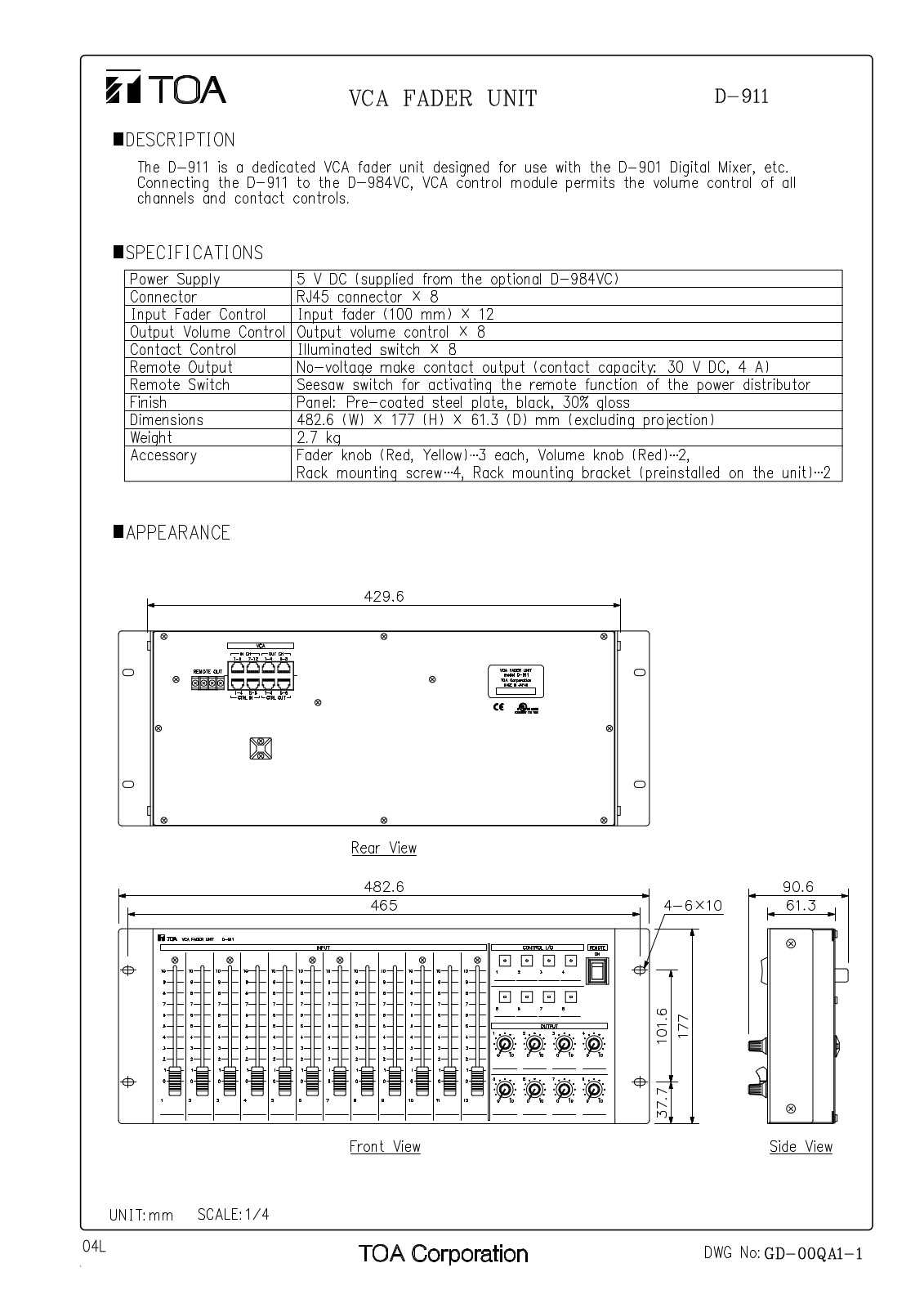 TOA D-911 User Manual