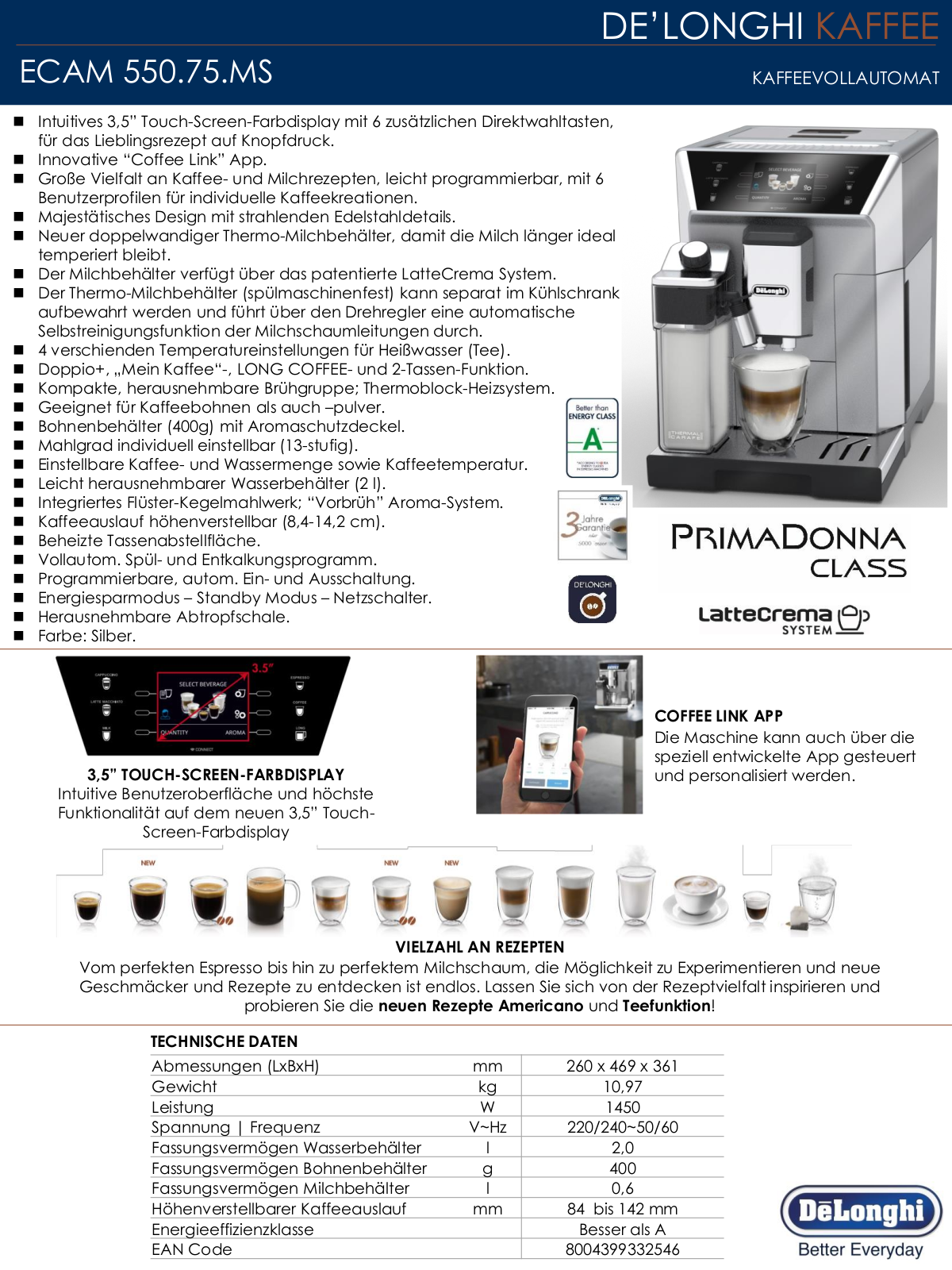 DeLonghi ECAM 550.75.MS User Manual