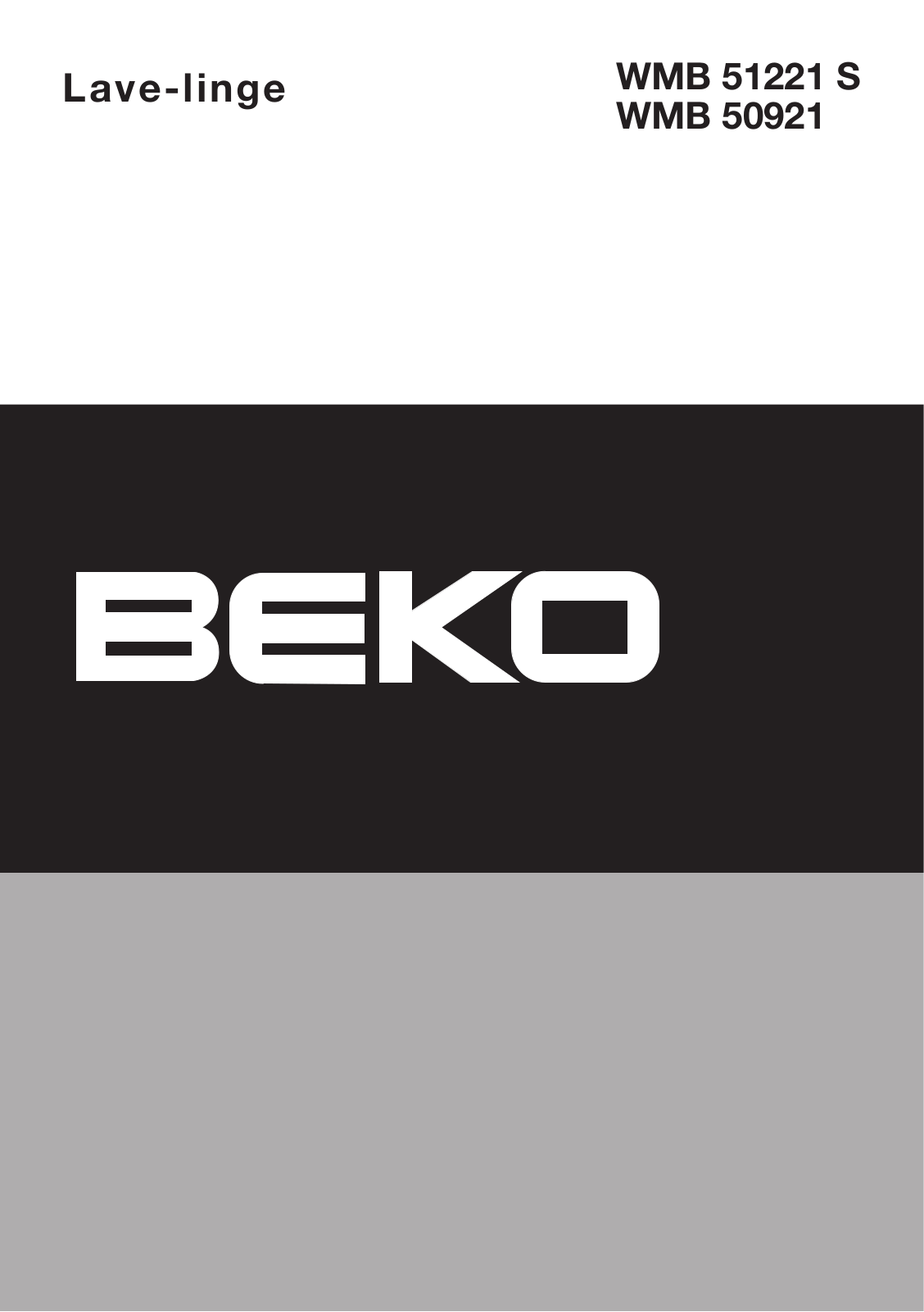 Beko WMB 51221 S, WMB 50921 User manual