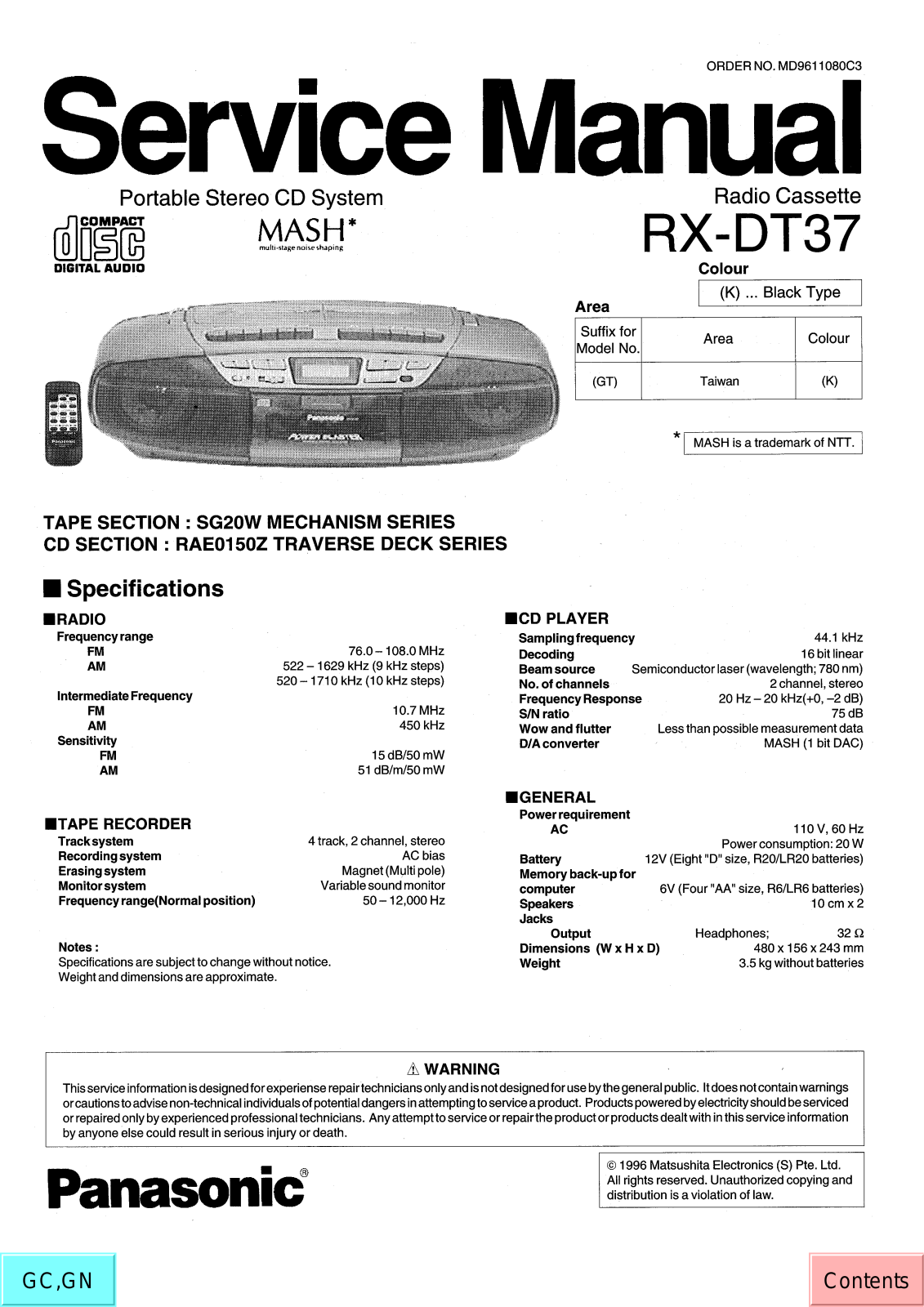 JVC RX DT37 GT Service Manual