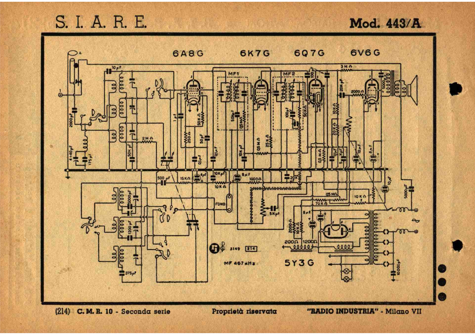 Siare Crosley 443 a schematic