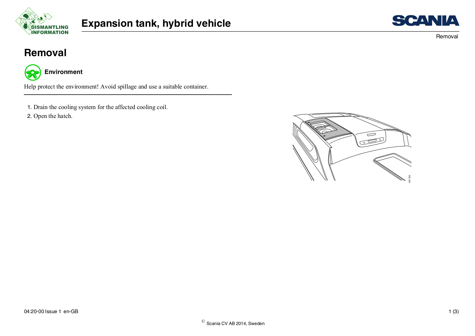 Scania Expansion tank, hybrid vehicle Service Manual