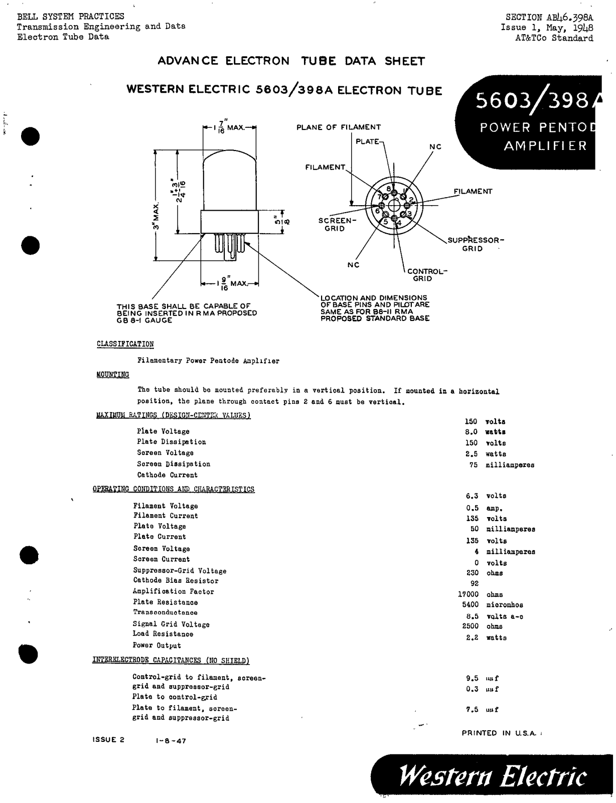 Western Electric 398-A Brochure