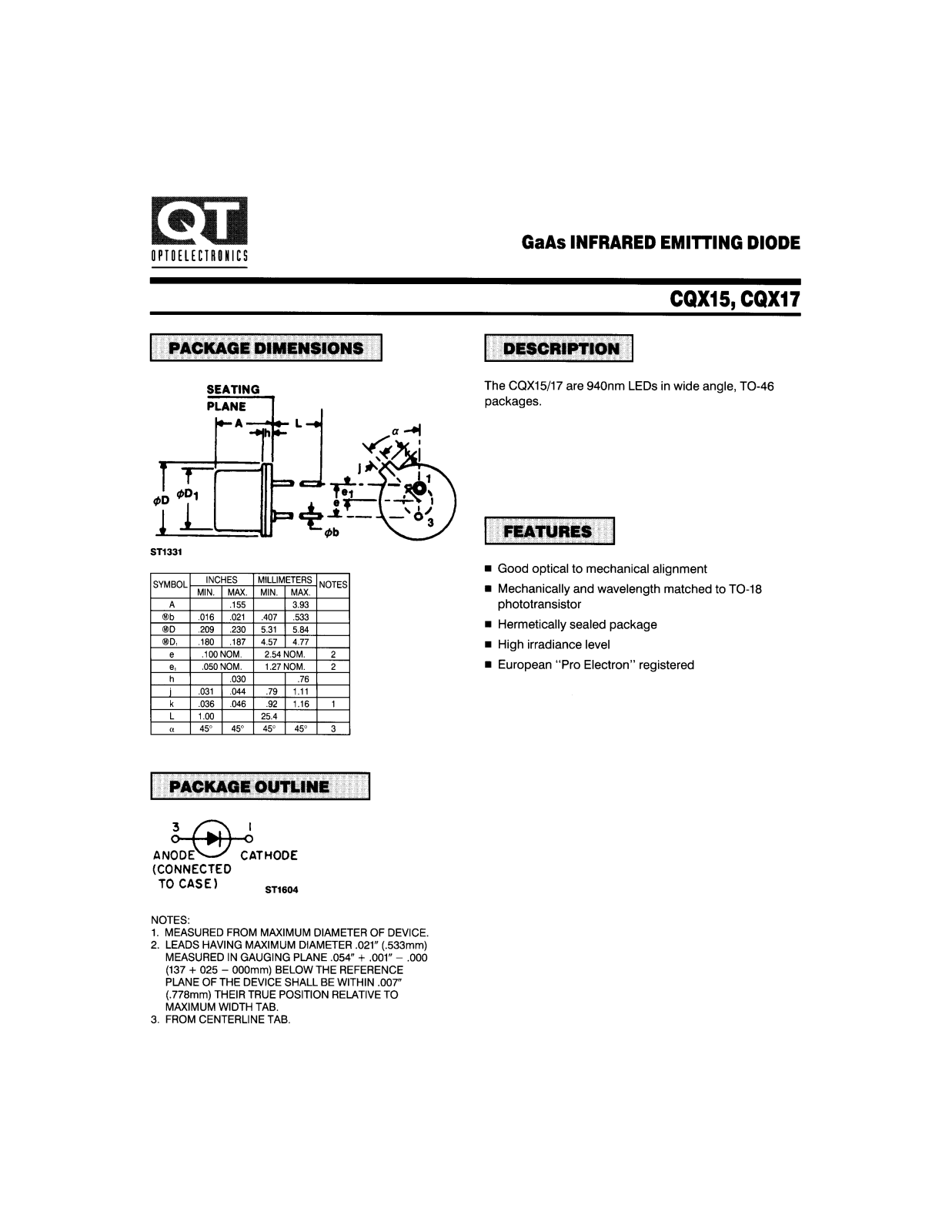 QT CQX17, CQX15 Datasheet