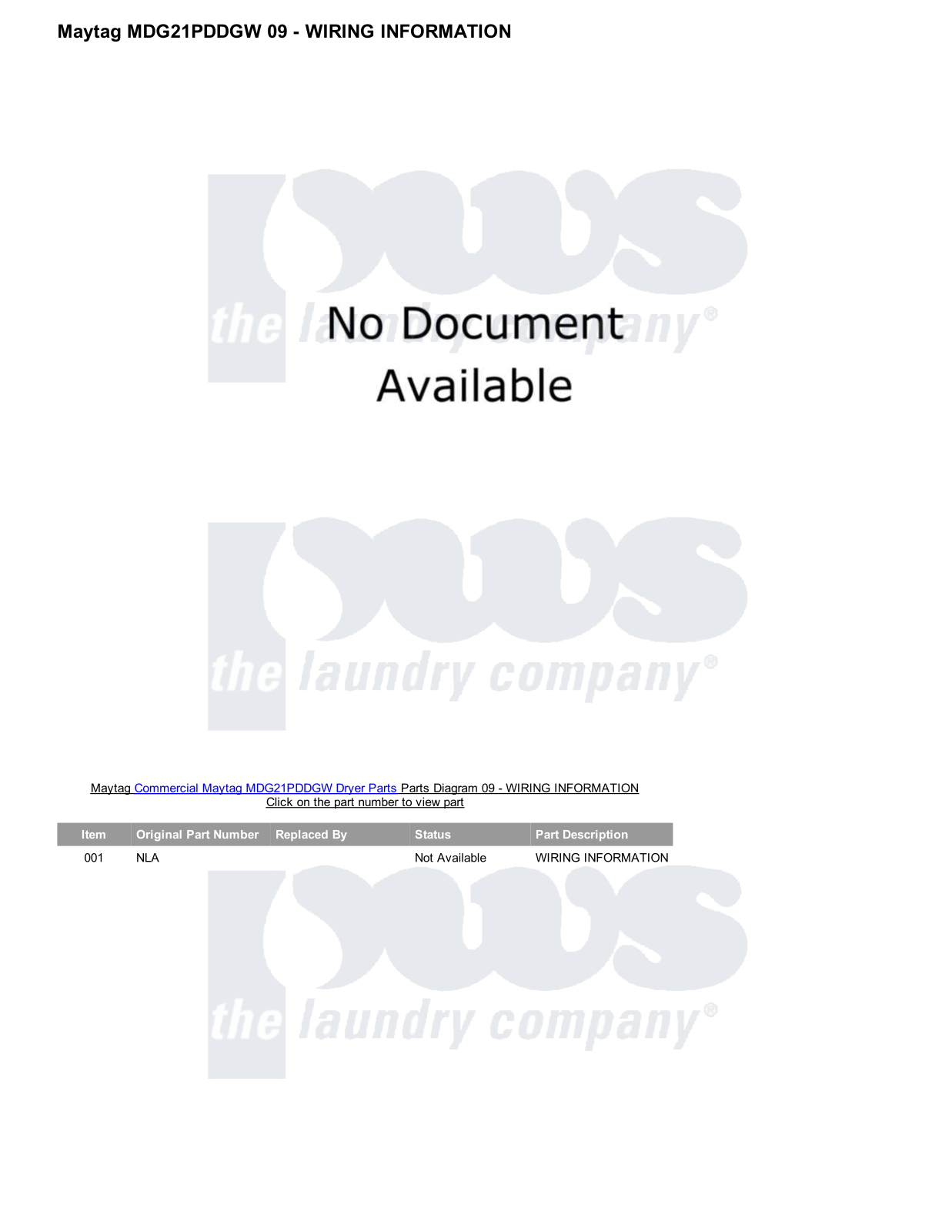 Maytag MDG21PDDGW Parts Diagram