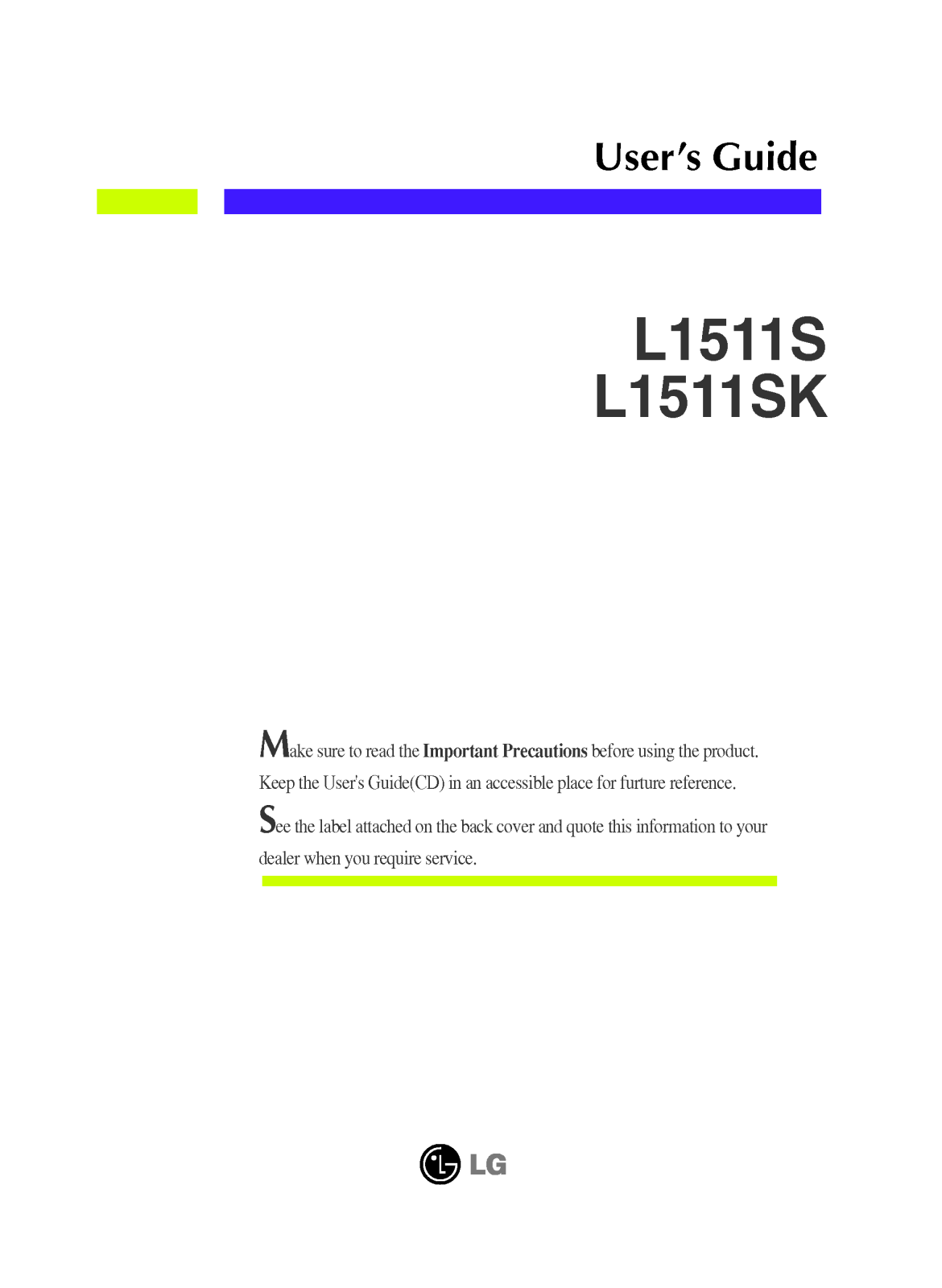 LG L1511SK, L1511S User Manual