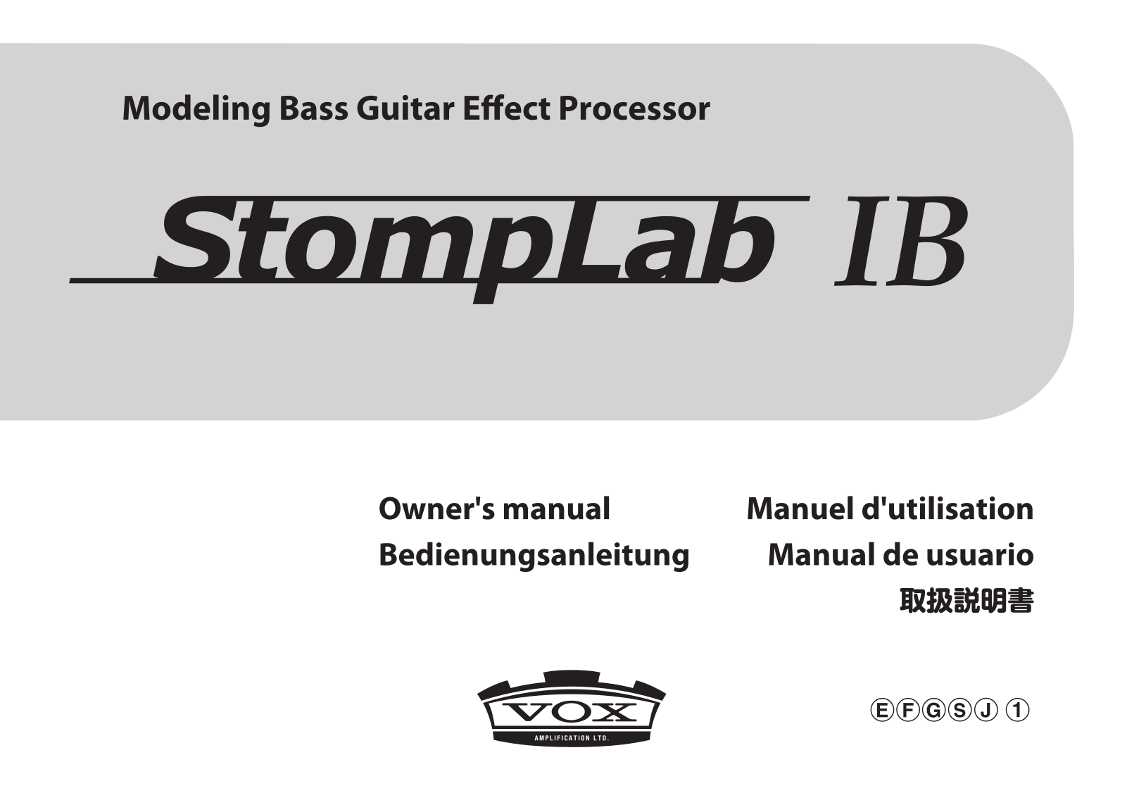 Vox StompLab IB Owner's Manual