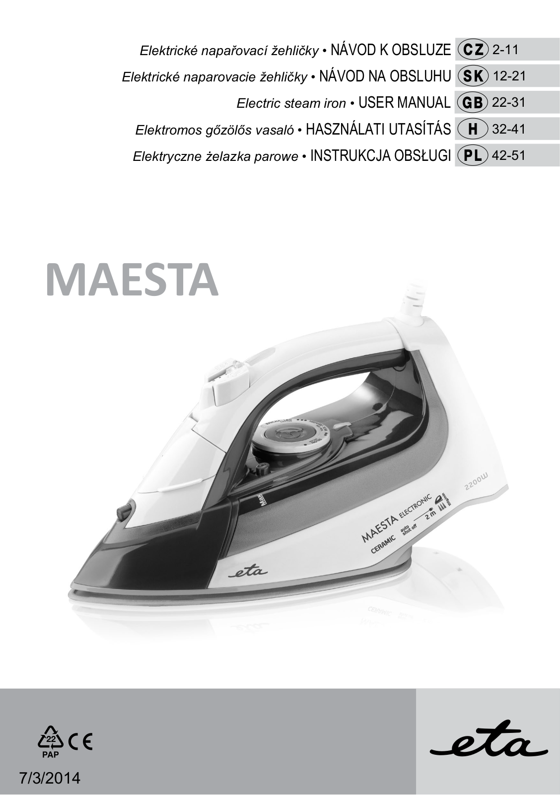 ETA Maesta User Manual