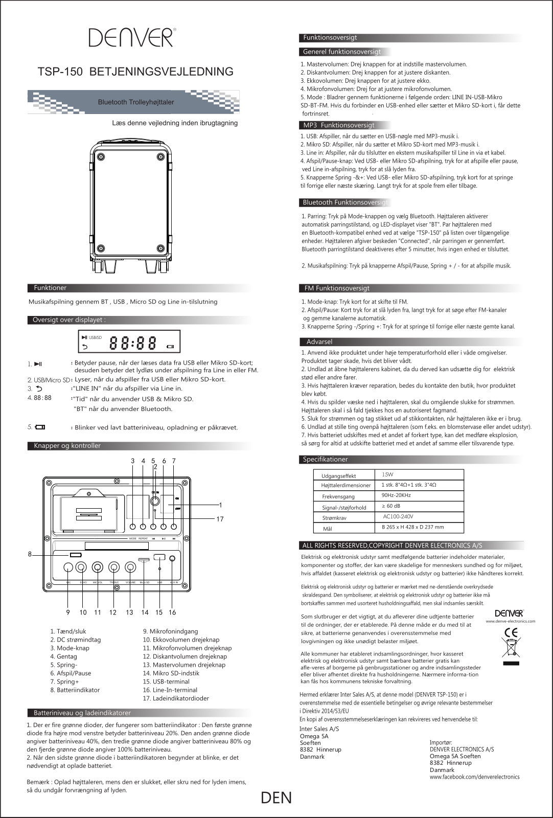 Denver TSP-150 User Guide