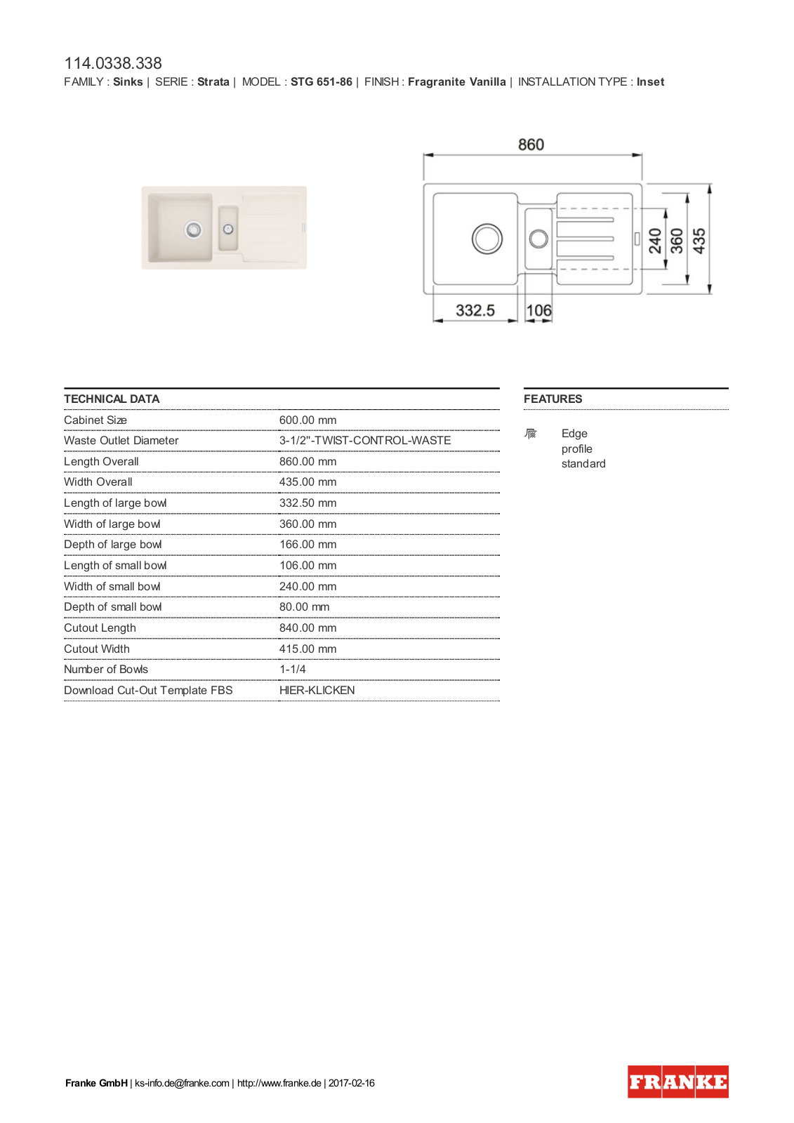 Franke 114.0338.338 Service Manual