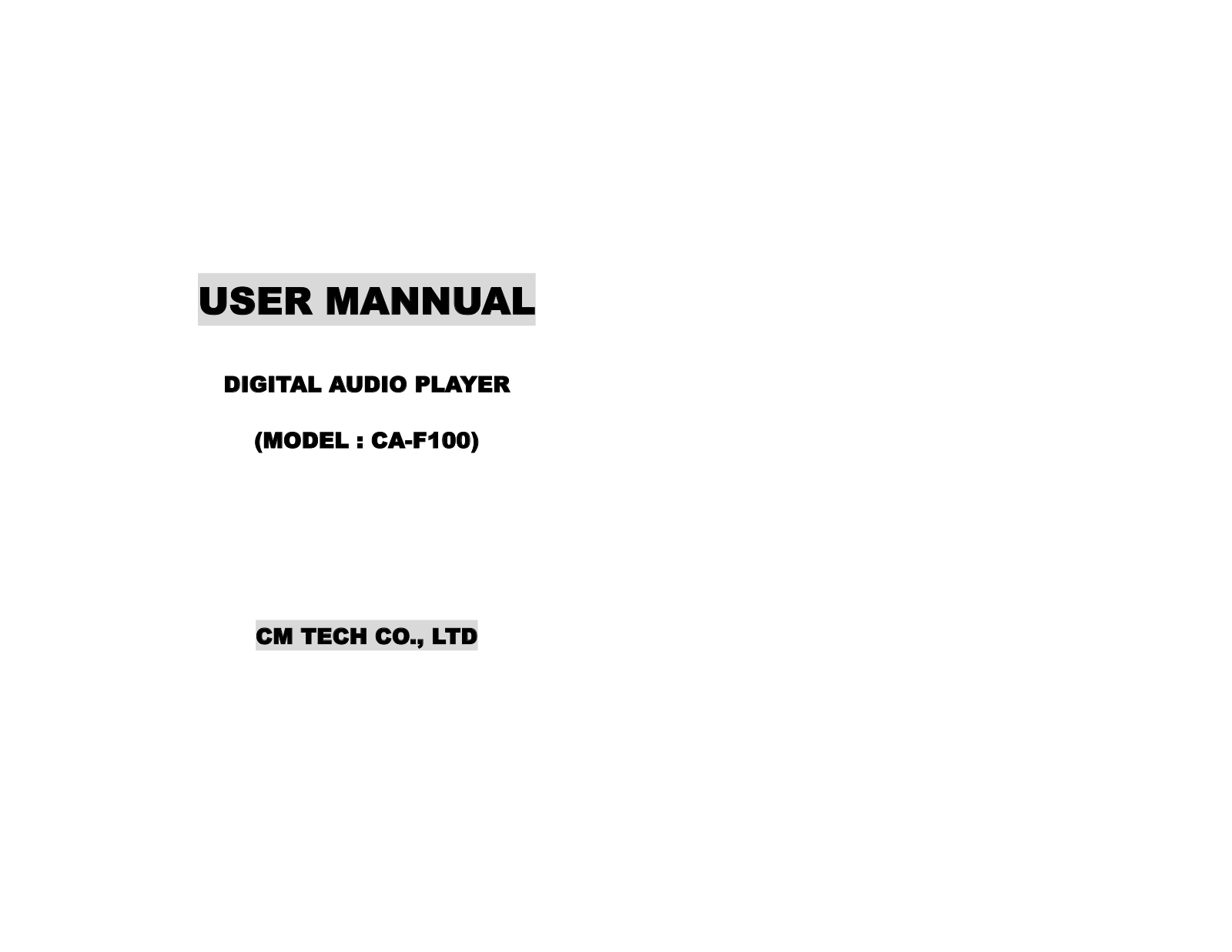 CM Tech CMT2004F User Manual