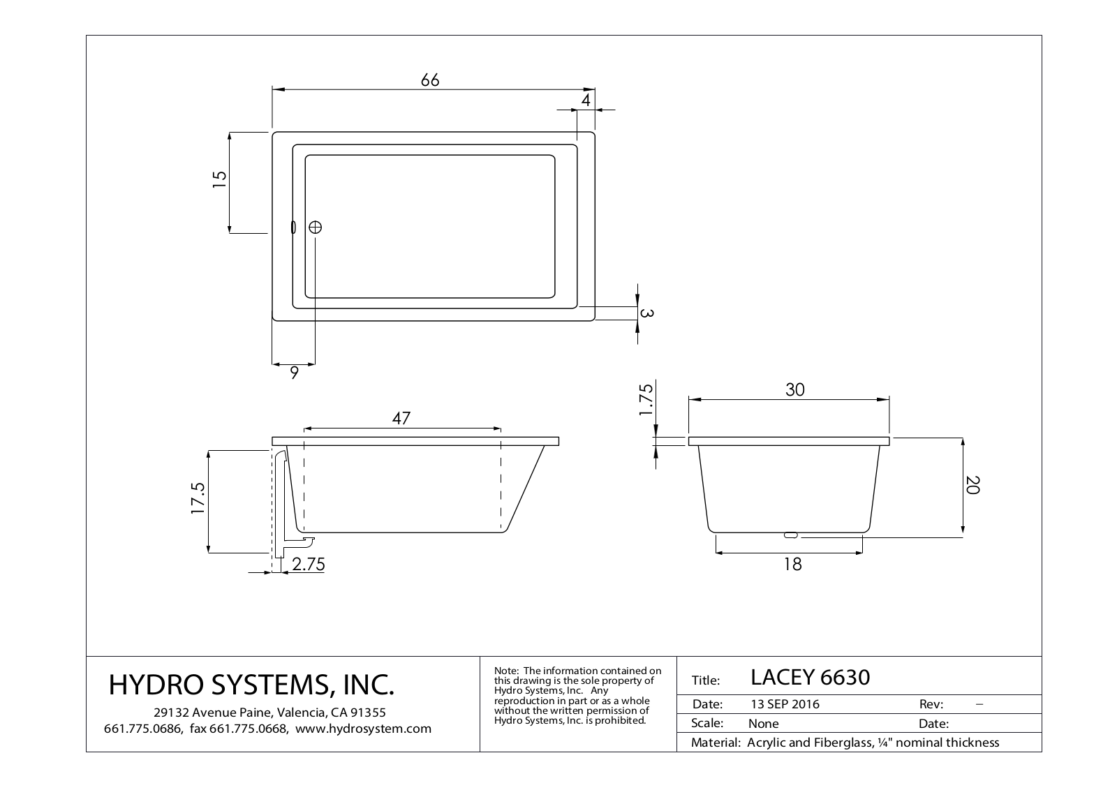 Hydro Systems LACEY 6630 Shematics