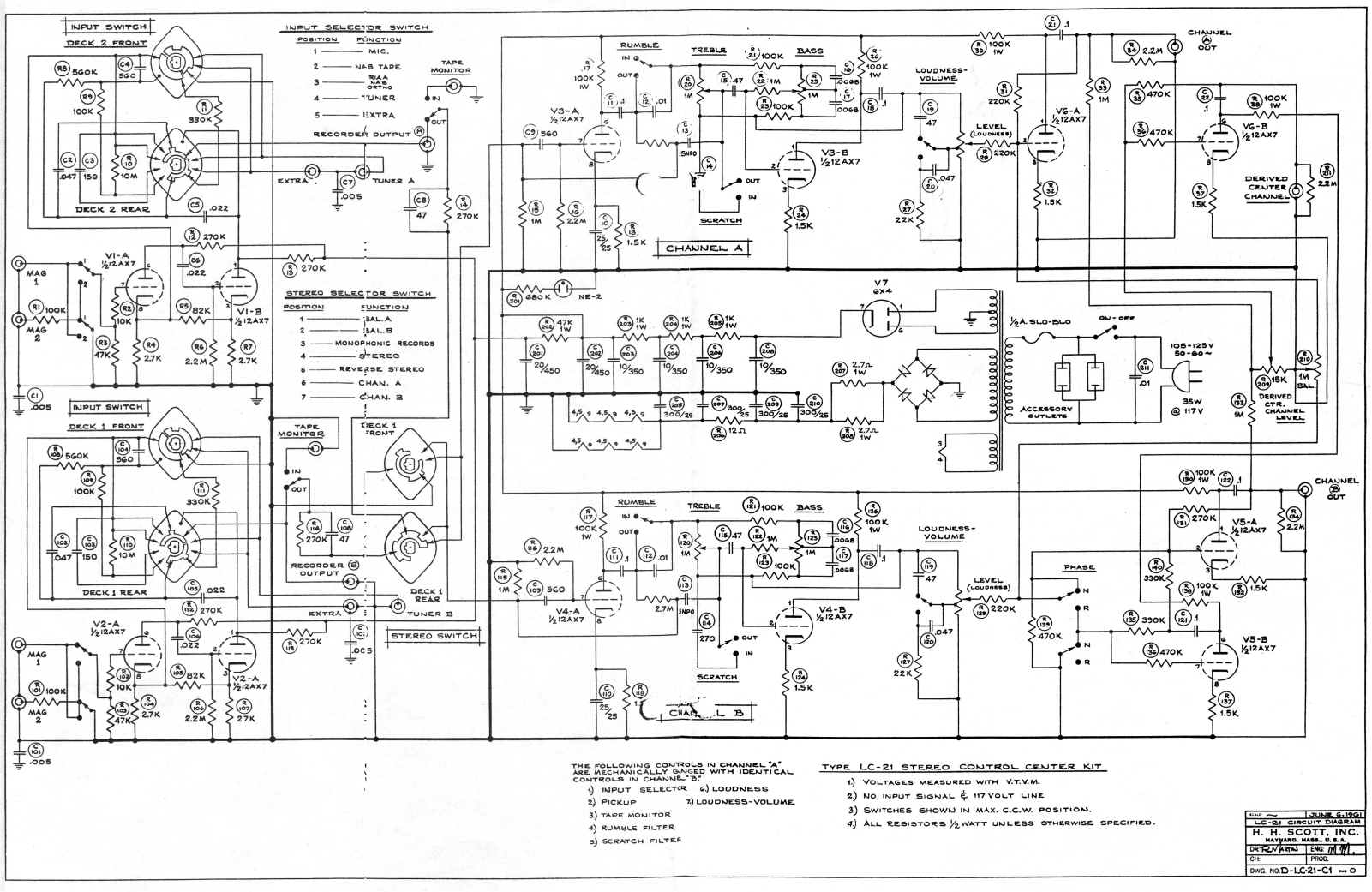 H.H. Scott LC-21 Schematic