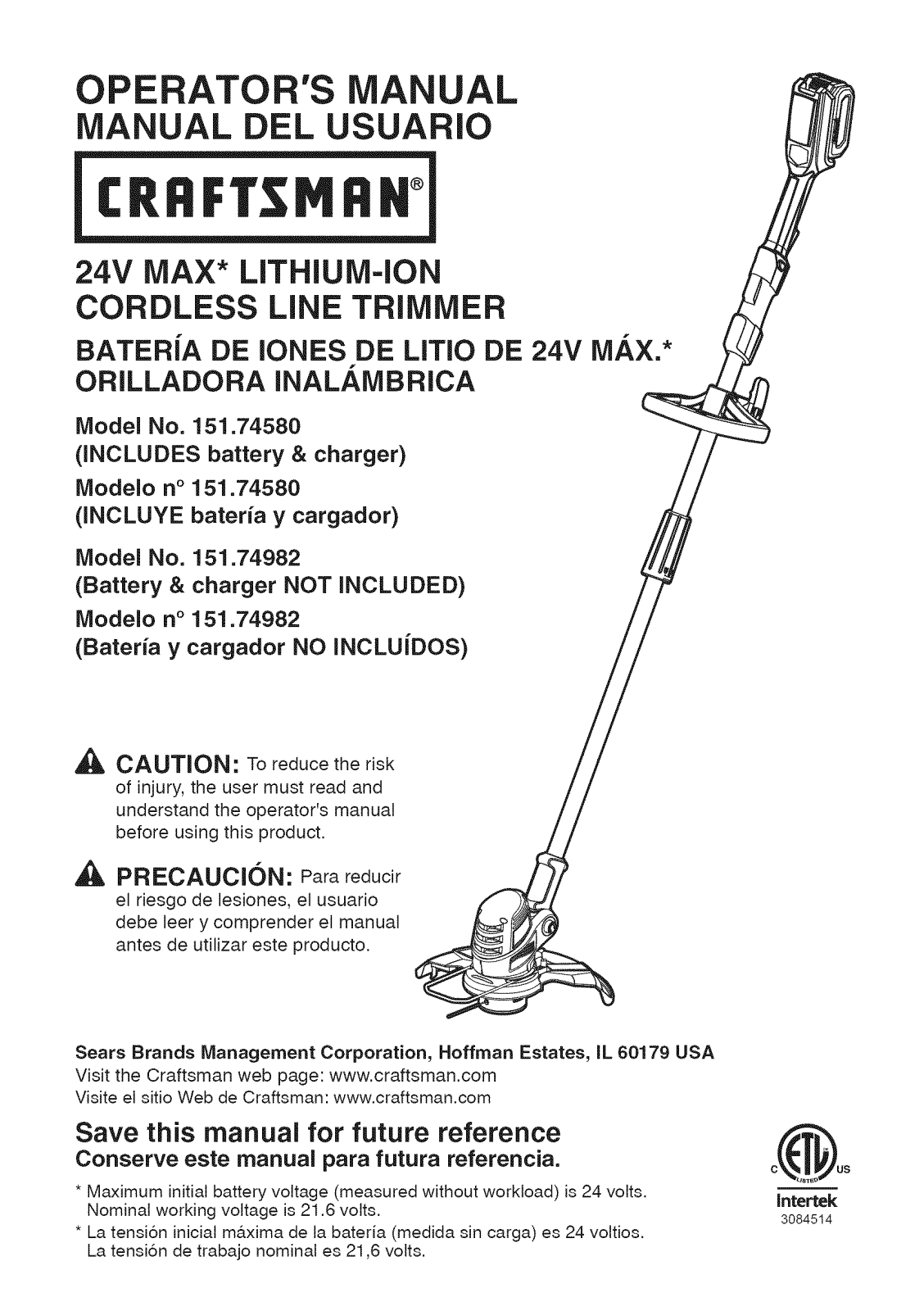 Craftsman 15174580, 15174982 Owner’s Manual