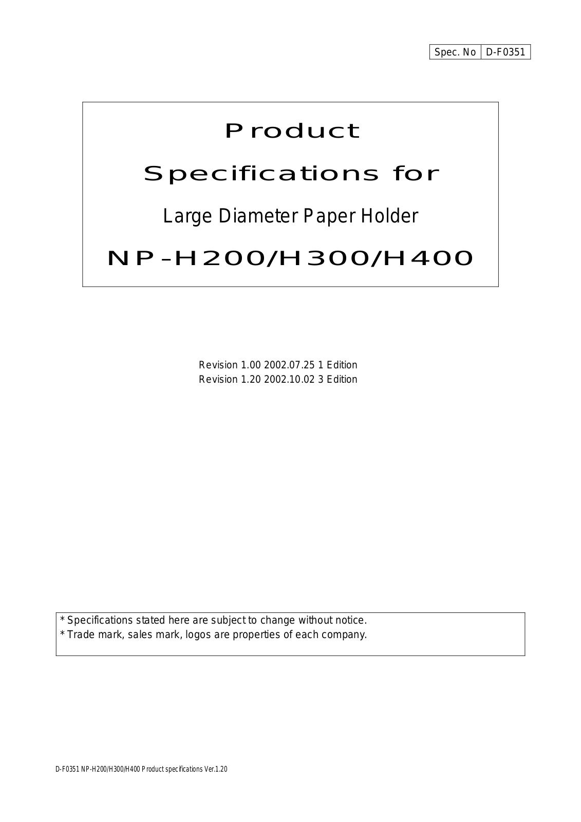 Star Micronics NP-H400 User Manual