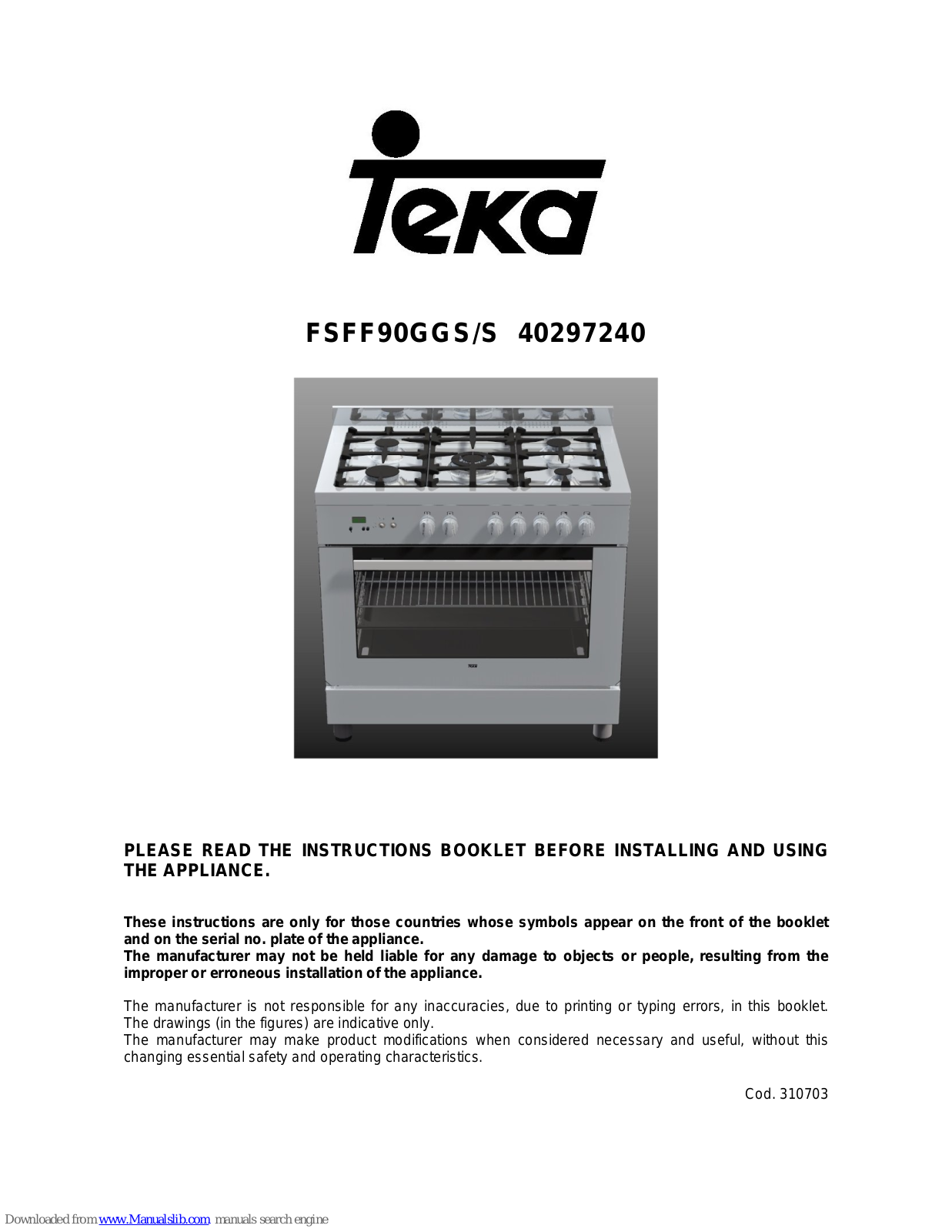 Teka 40297240 Instruction Booklet