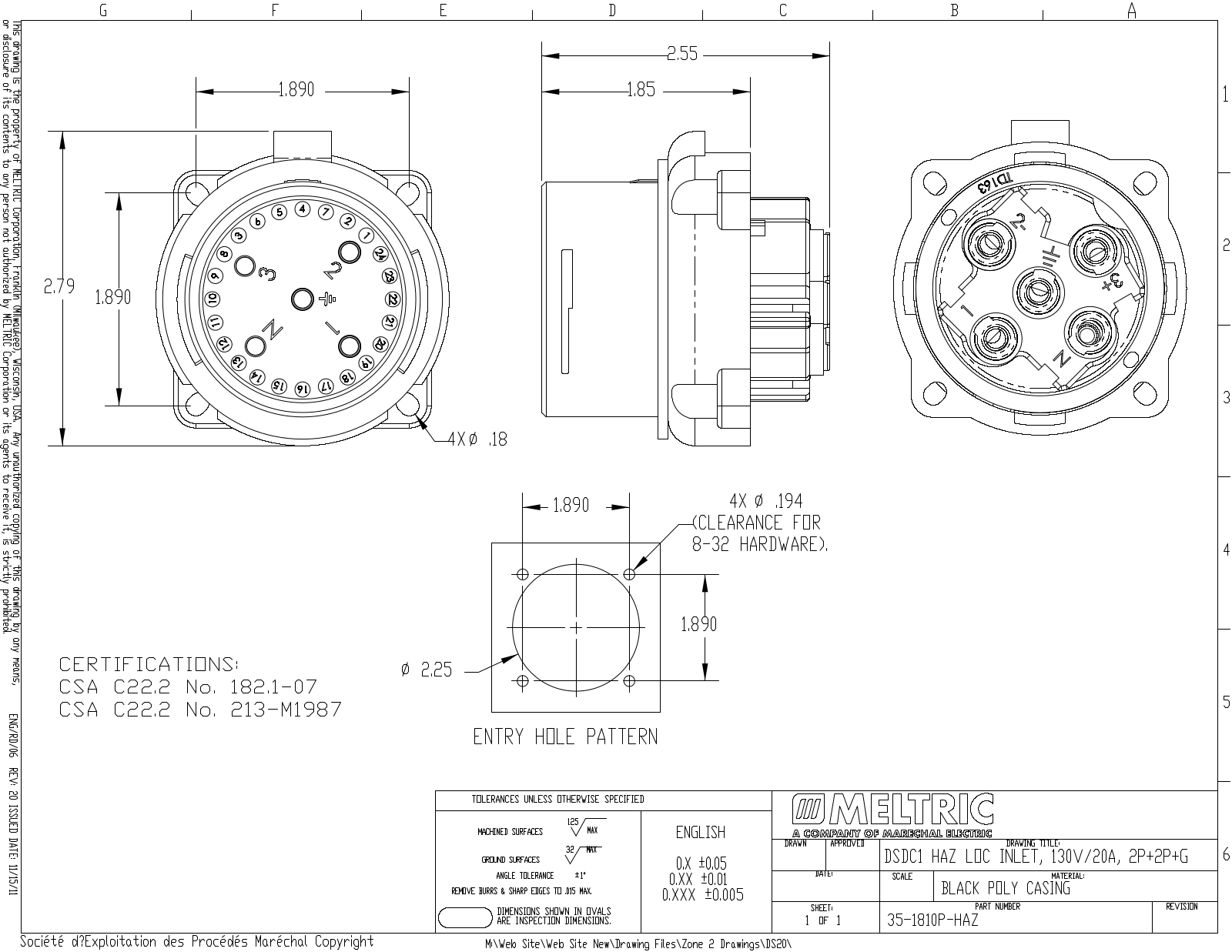 Meltric 35-1810P-HAZ Reference Drawing