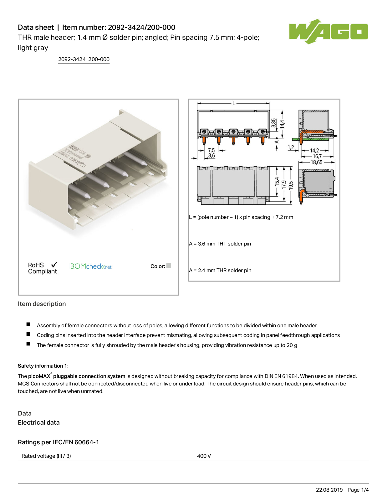 Wago 2092-3424/200-000 Data Sheet