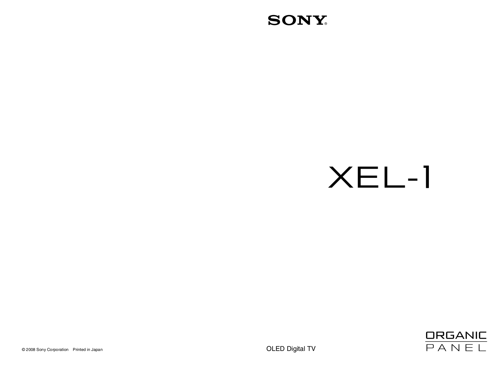 Sony XEL-1 User Manual