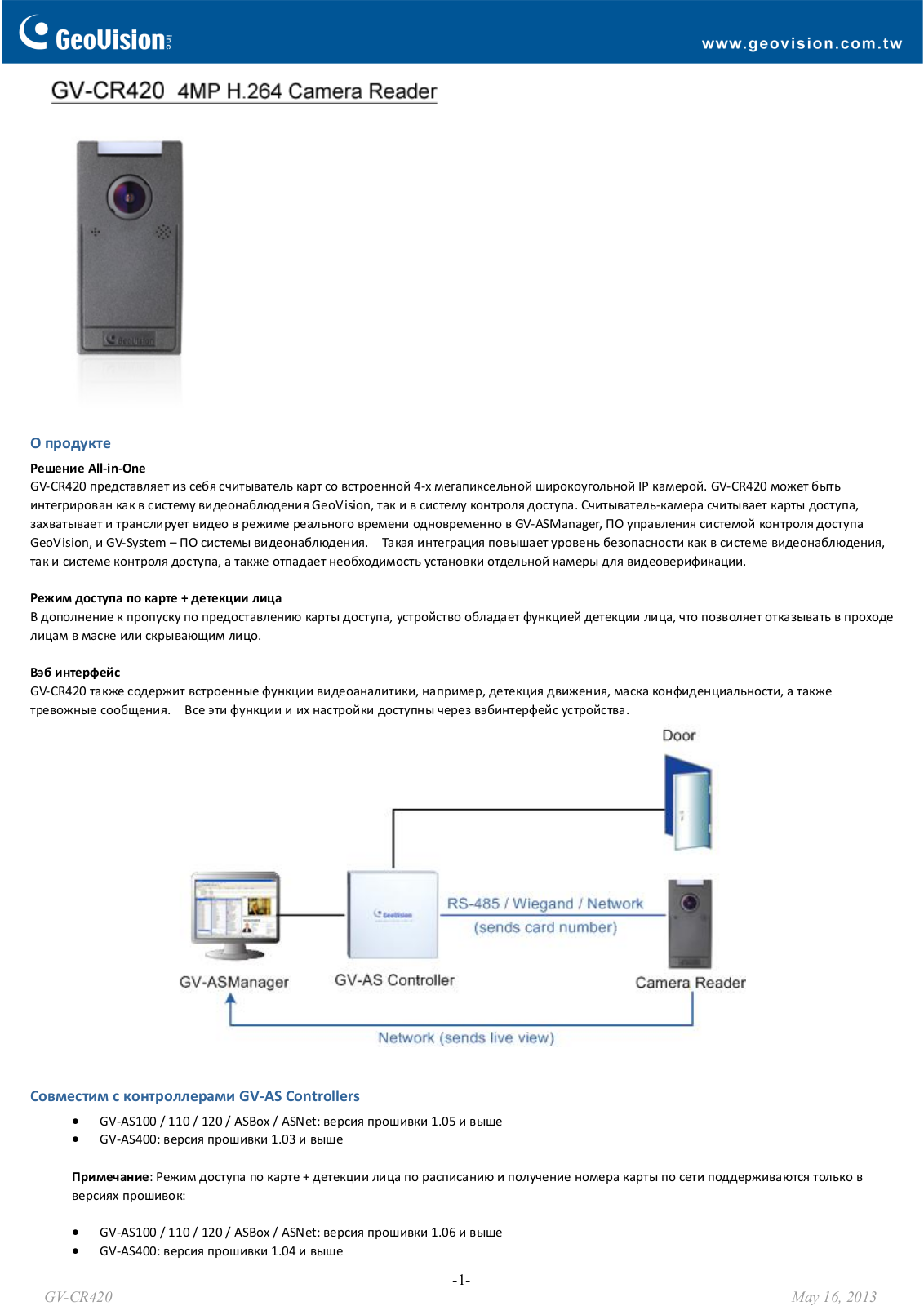 GEOVISION CR420 User Manual