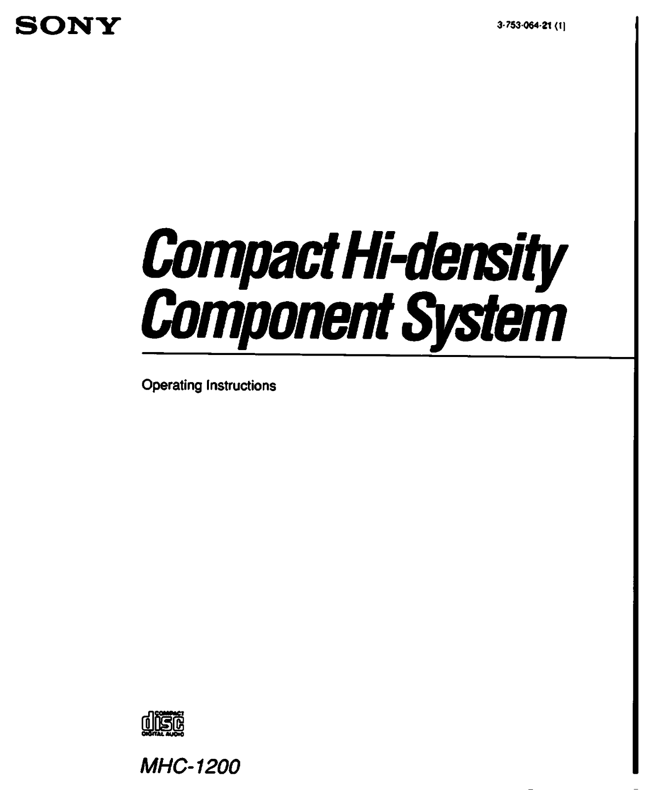 Sony MHC-1200 Operating Manual