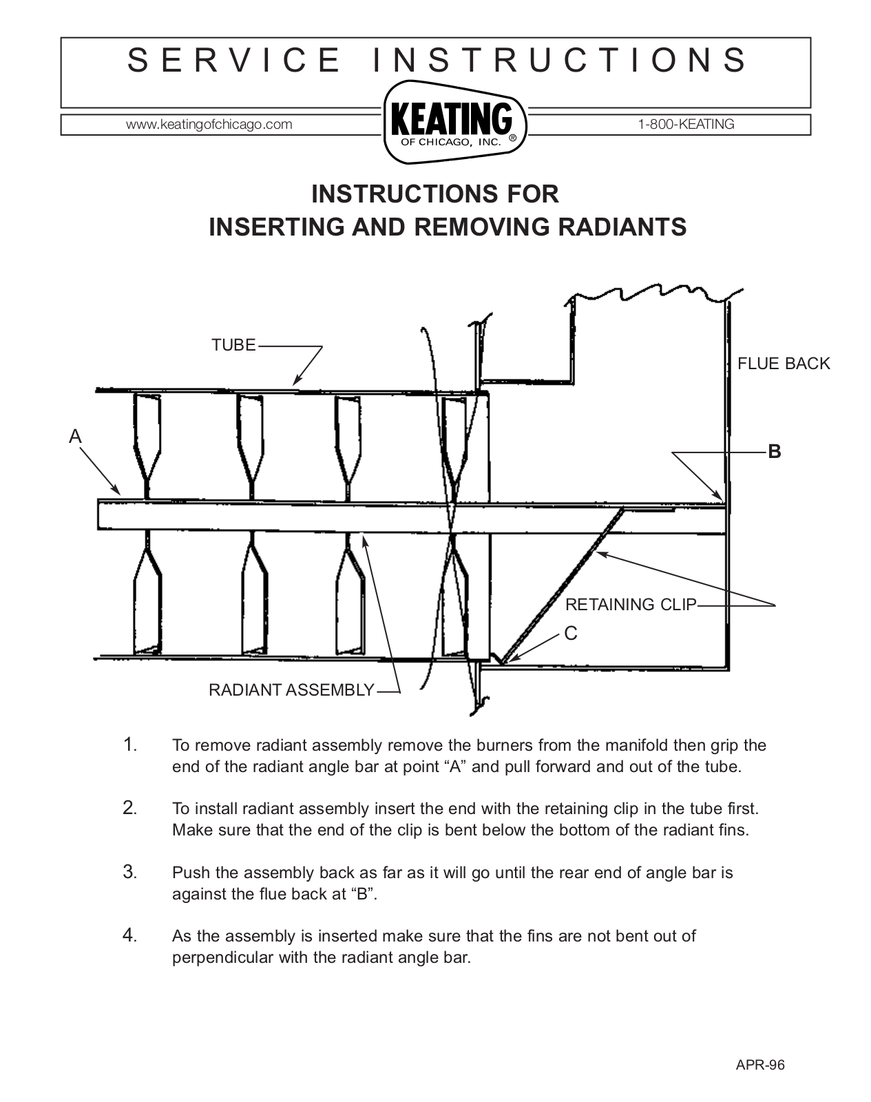 Keating Of Chicago APR-96 User Manual