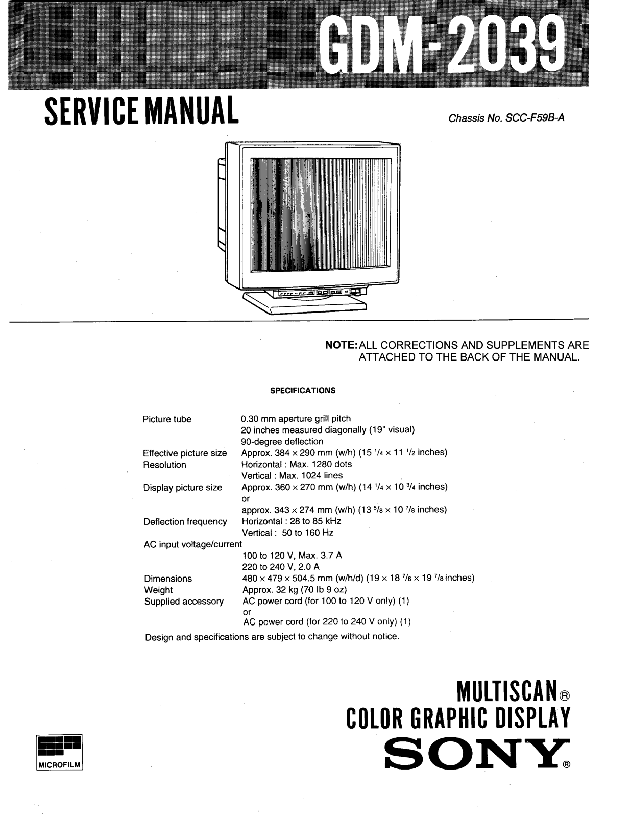 Sony GDM-2039 Service Manual