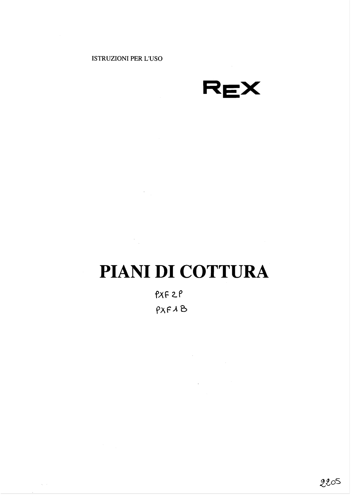 Rex PXF1B, PXF2P User Manual