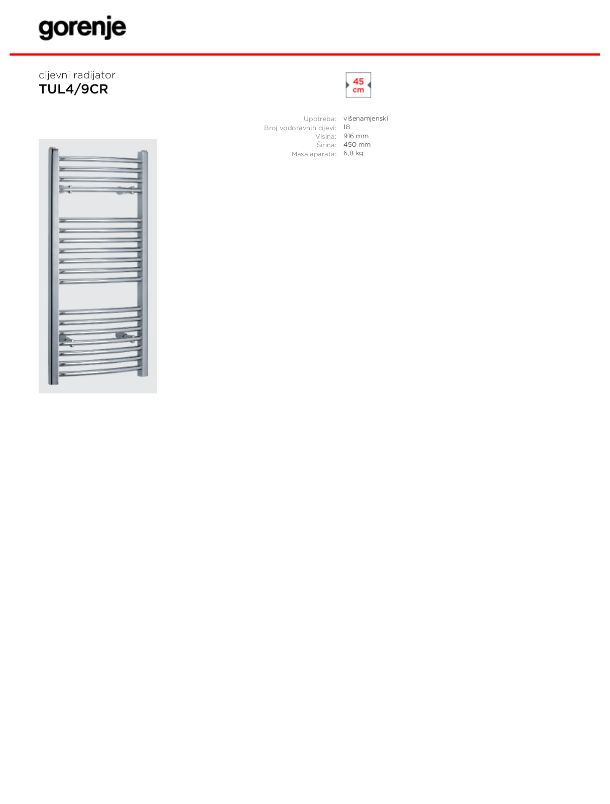 Gorenje TUL4-9CR DATASHEET